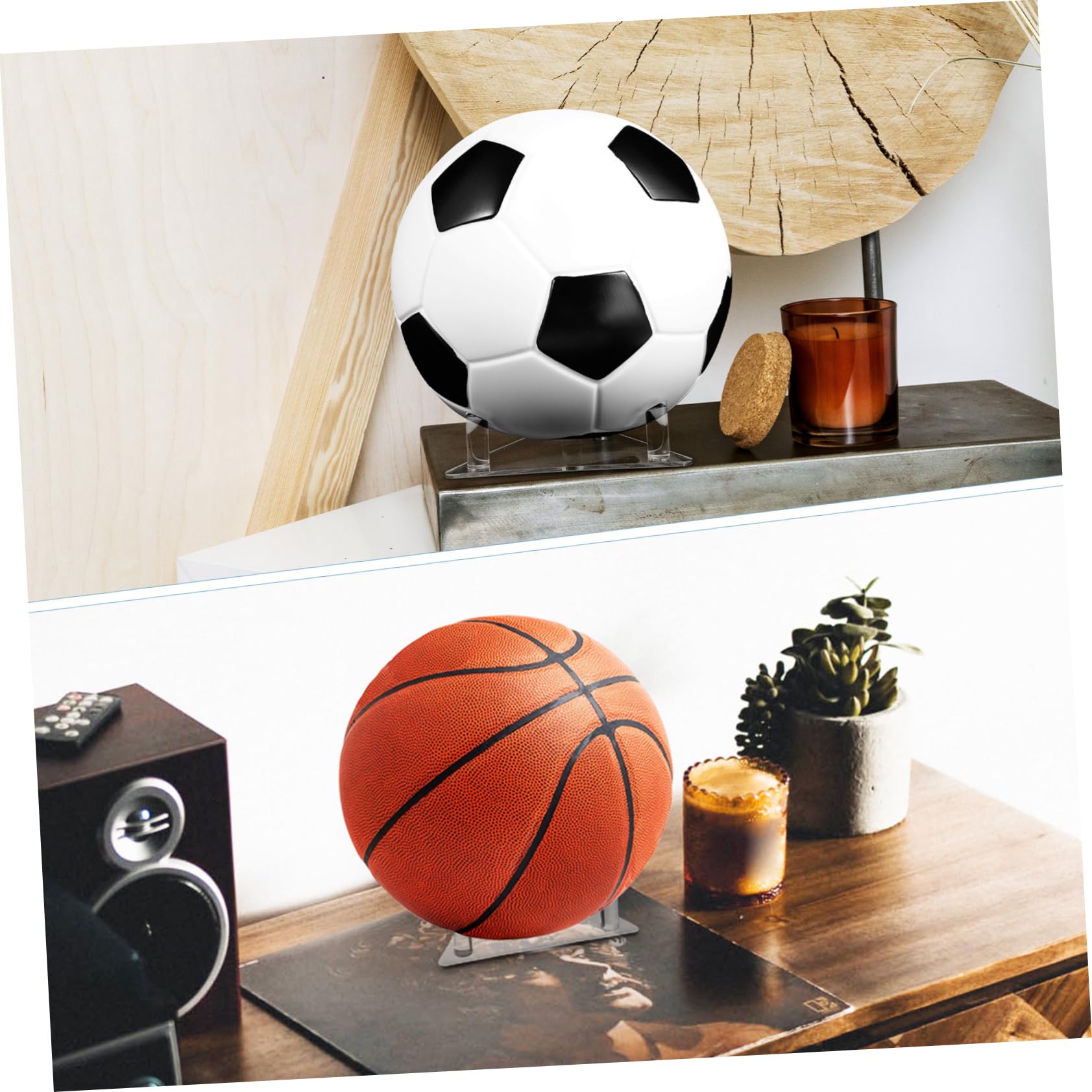 Kisangel Soporte de exhibición Montaje de Bola Rugby Murciélago Estante de Bolas peana Monitor canastas Baloncesto Base de exhibición de Bolas Titular de fútbol Resistente Acrílico