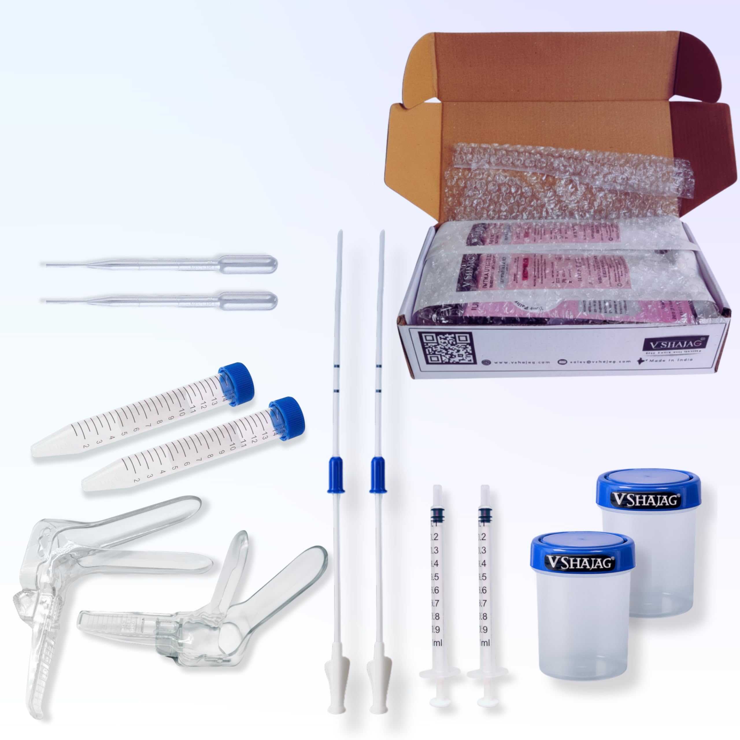 Entire IUI Cannula(17cm) Kit with Speculum,Collection Bottle,Sterile Centrifuge Tube and pair Droppers - Fertility with Precision (2 pack)