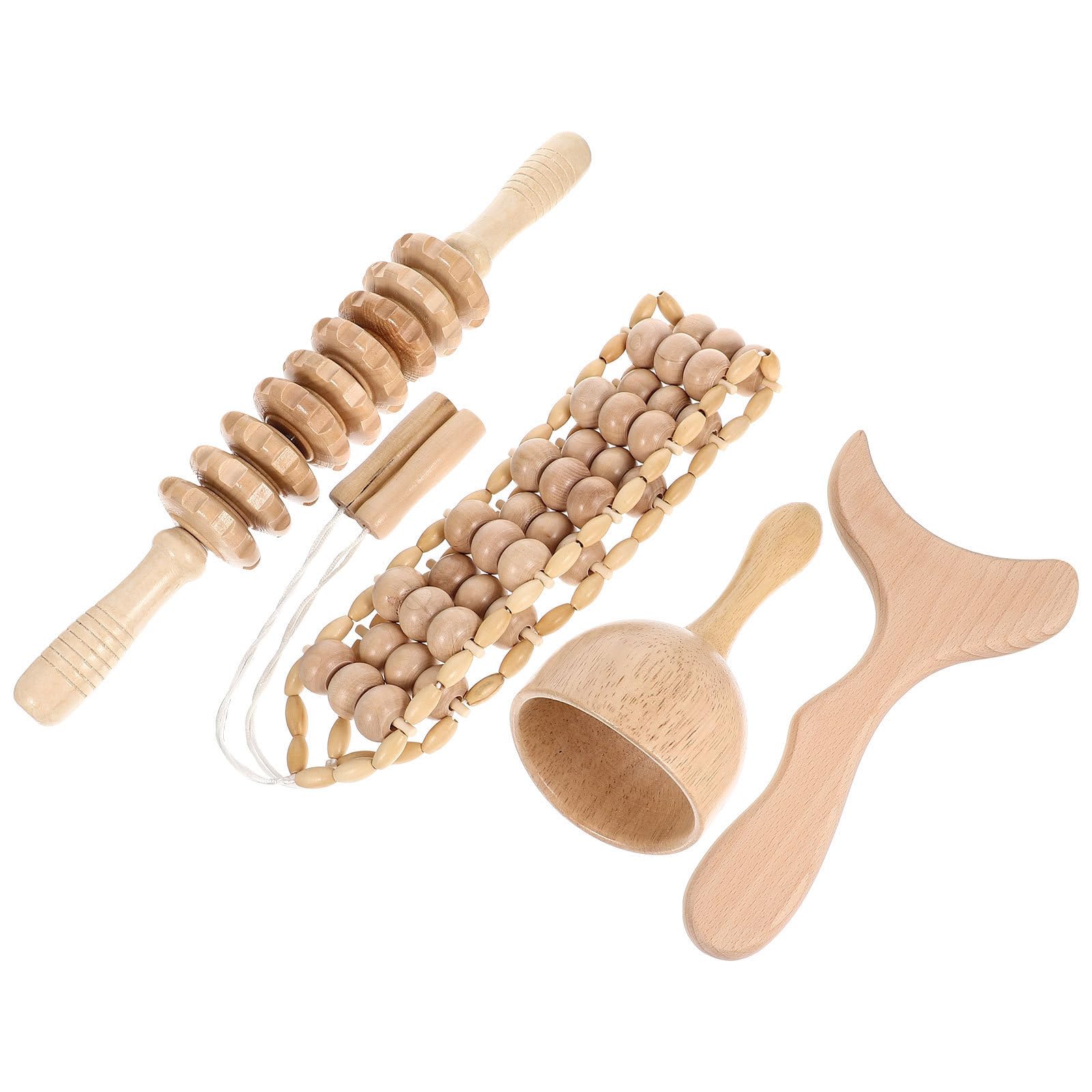 BESPORTBLE Tabla de Raspado Gua Sha de Madera, Palo de Masaje Corporal, Kit, Simple y Ligero, para Uso Doméstico, Masaje de Puntos de Acupuntura y Suelas