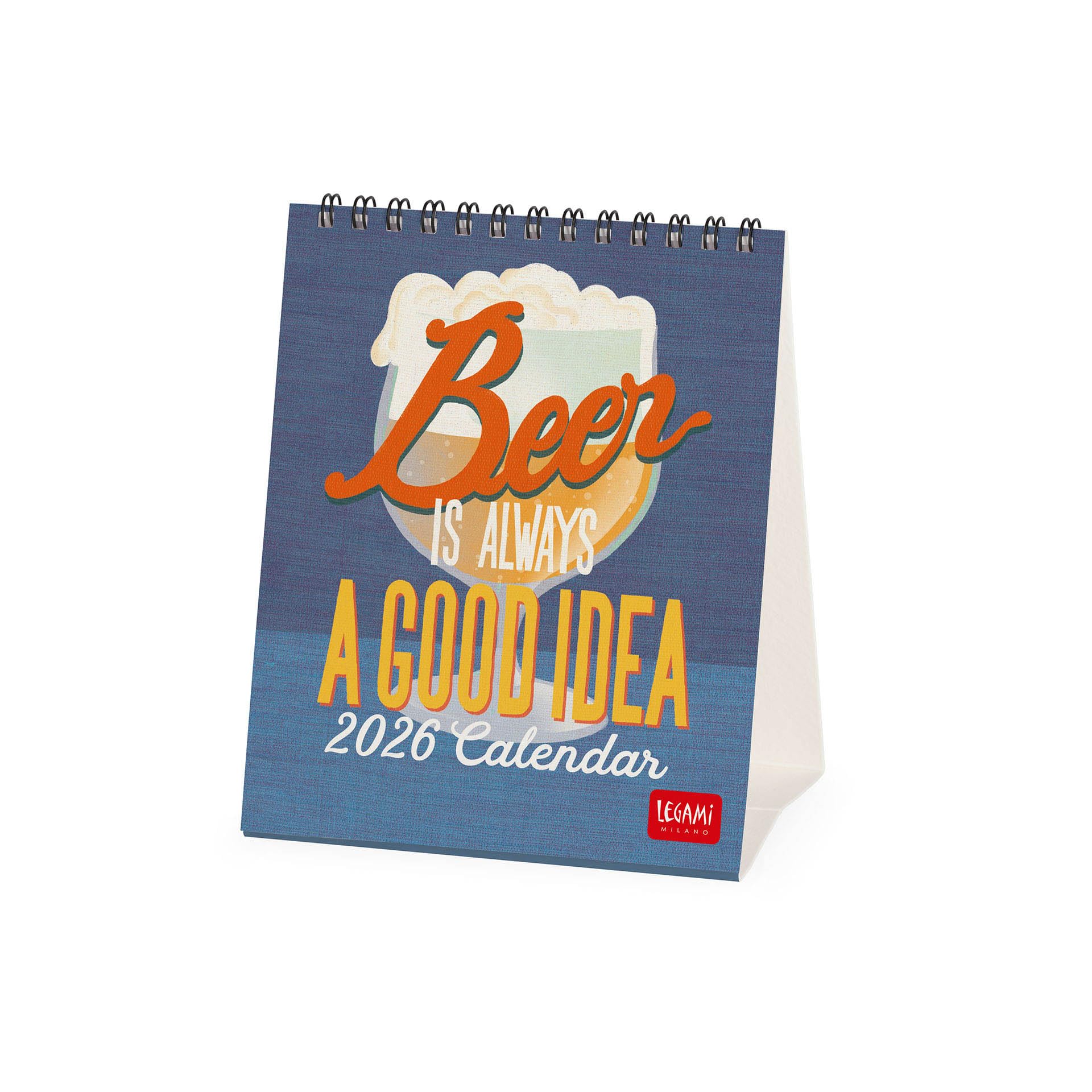 Legami - 2026 Desk Calendar, Beer Desk Calendar, 12 Months and Yearly Planner in English, Zodiac Signs, International Holidays, 12 x 14.5 cm