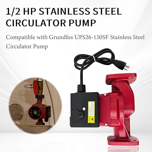 Miniatura 6 de Bomba de circulación de 12 HP compatible con Grundfos UPS26-150SF 115V Bomba de recirculación de agua caliente de tres velocidades Bomba de