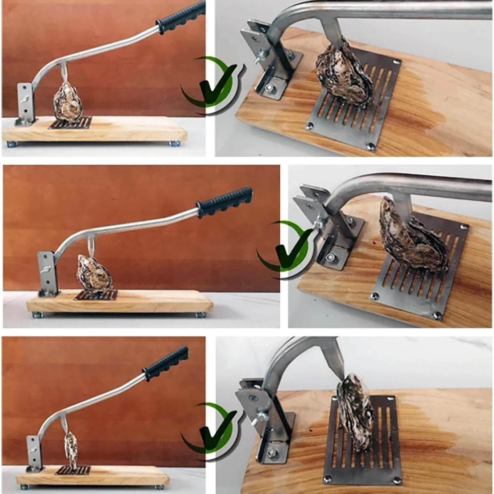 Cuchillo para ostras de acero inoxidable, altura ajustable con guante protector, diseño de palanca curvada para desprender sin esfuerzo, ideal para uso profesional en hoteles y restaurantes