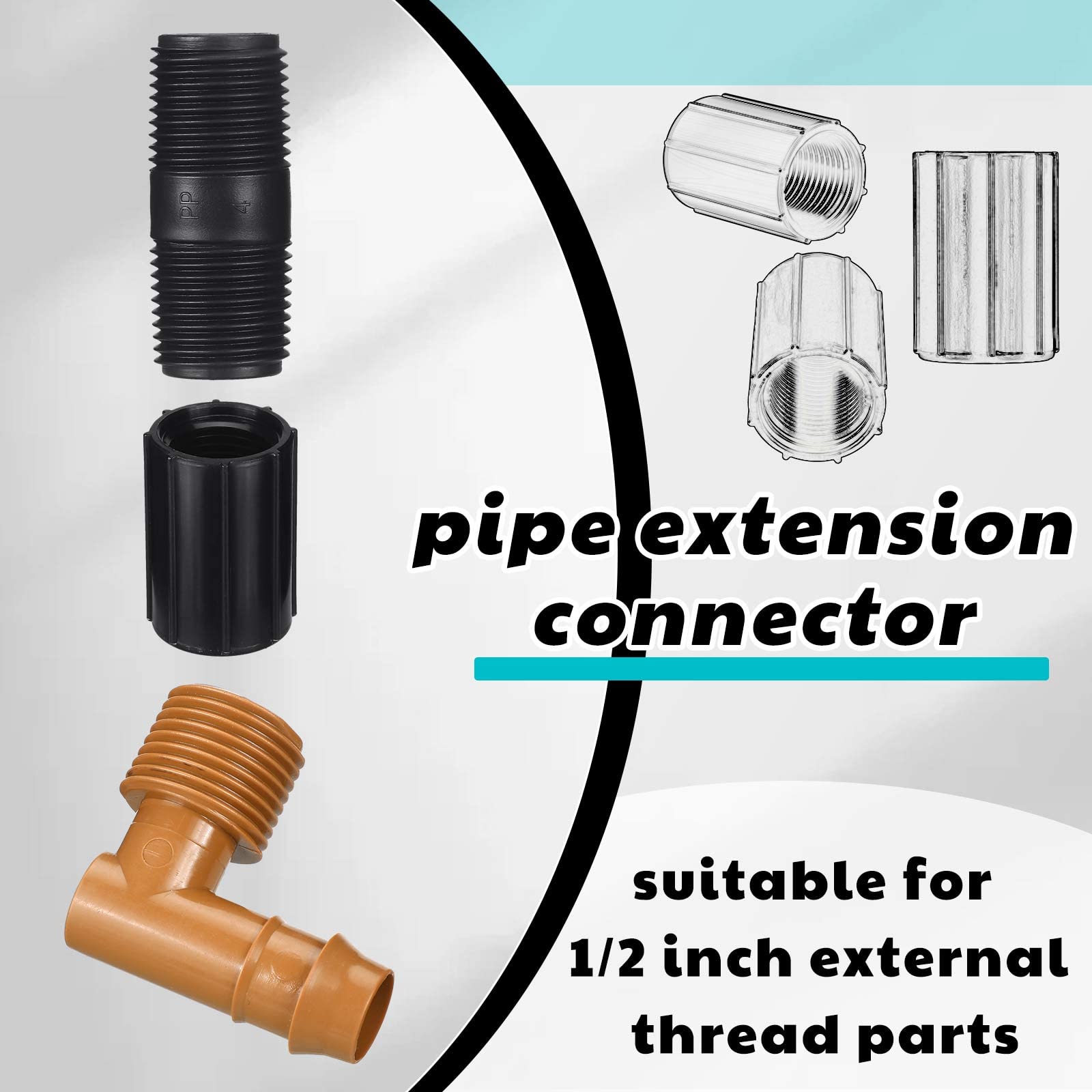 Sprinkler Pipe Couplings Yahenda 20-Pack 1/2 Inch PVC Sprinkler ...