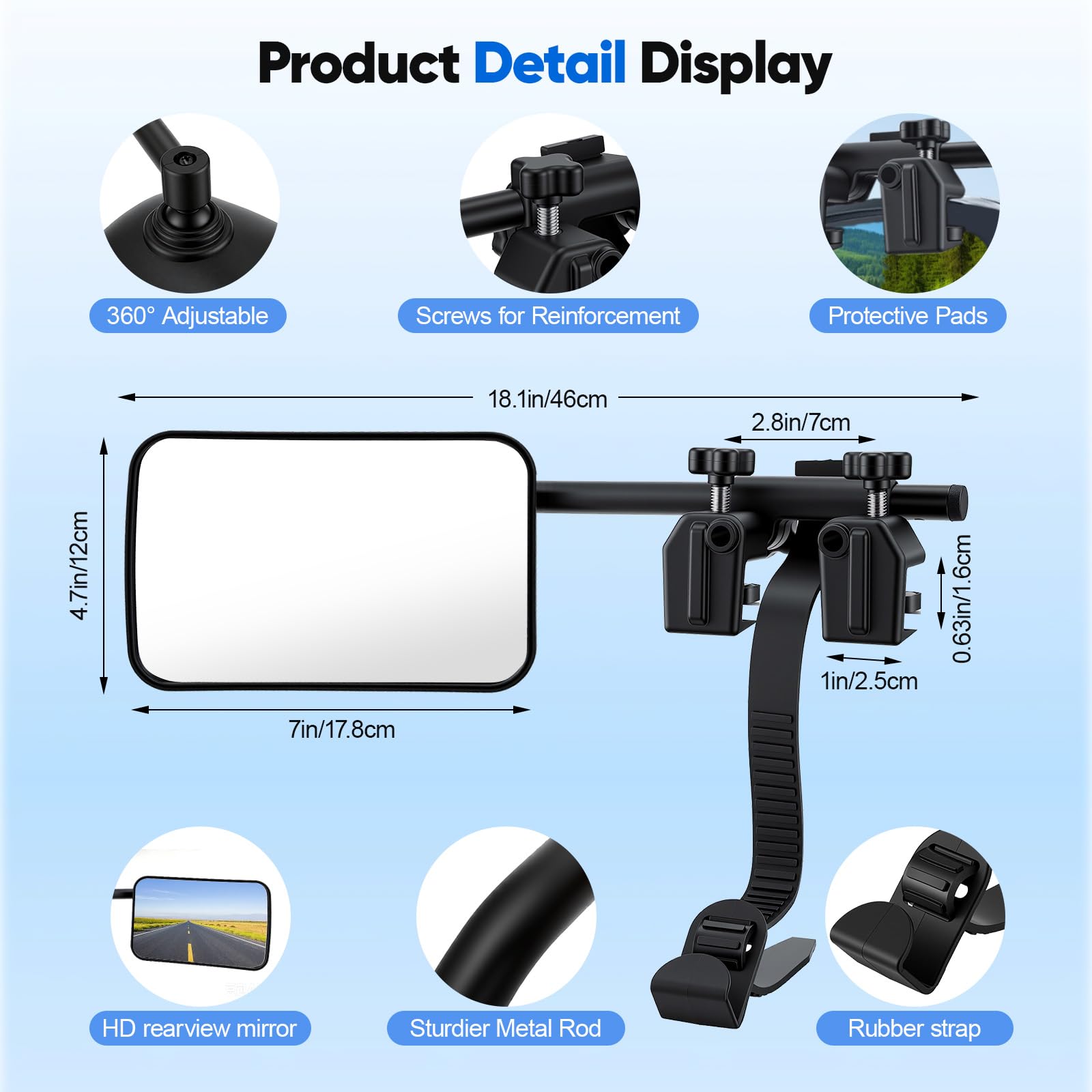 Espejo de caravana para coche, 2 unidades, con pinzas, giratorio 360 ° y plegable, estable y resistente a la lluvia, espejos para remolques para caravanas, caravanas