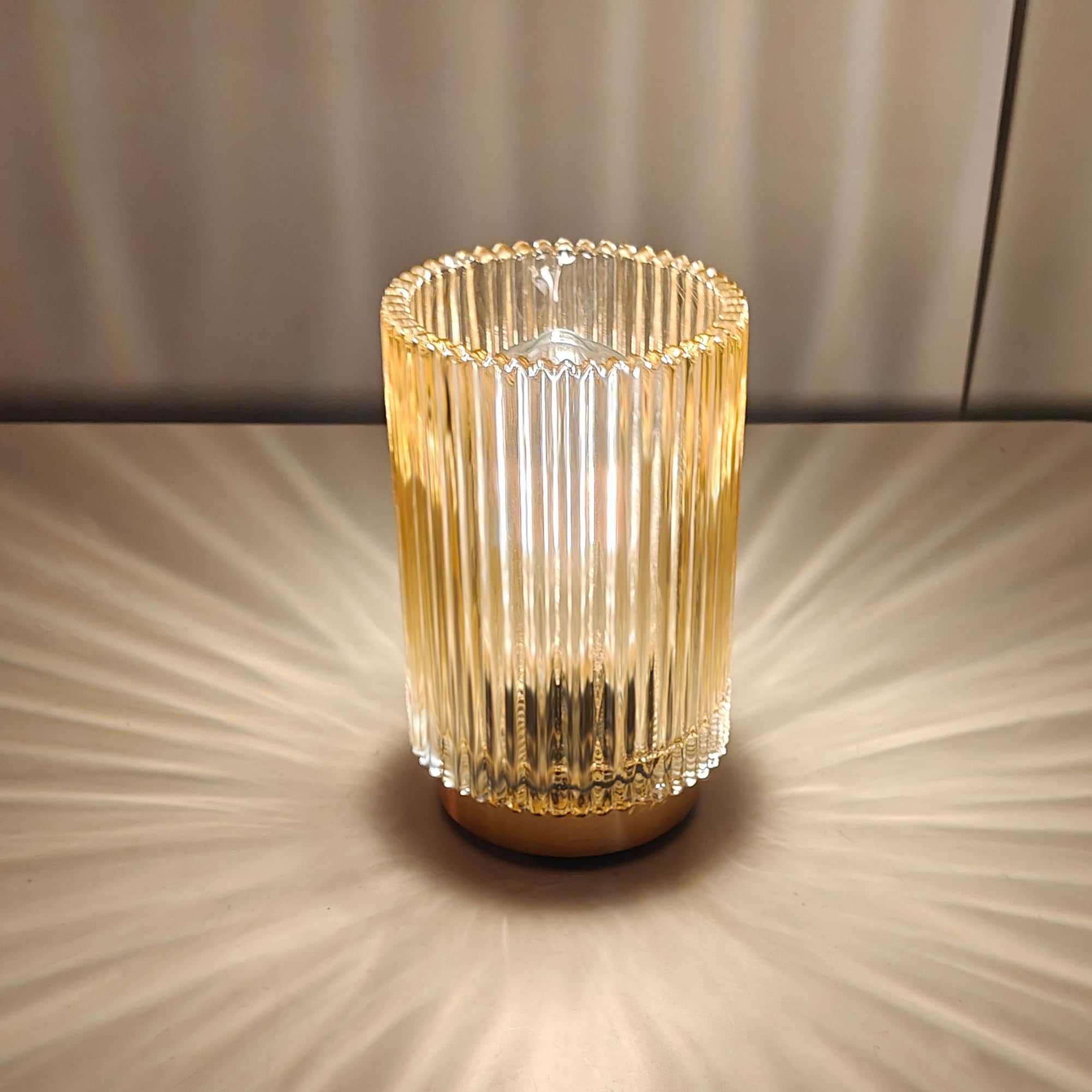 Tischlampe Kabellos Glaslampenschirm Stimmungslicht, Bernstein