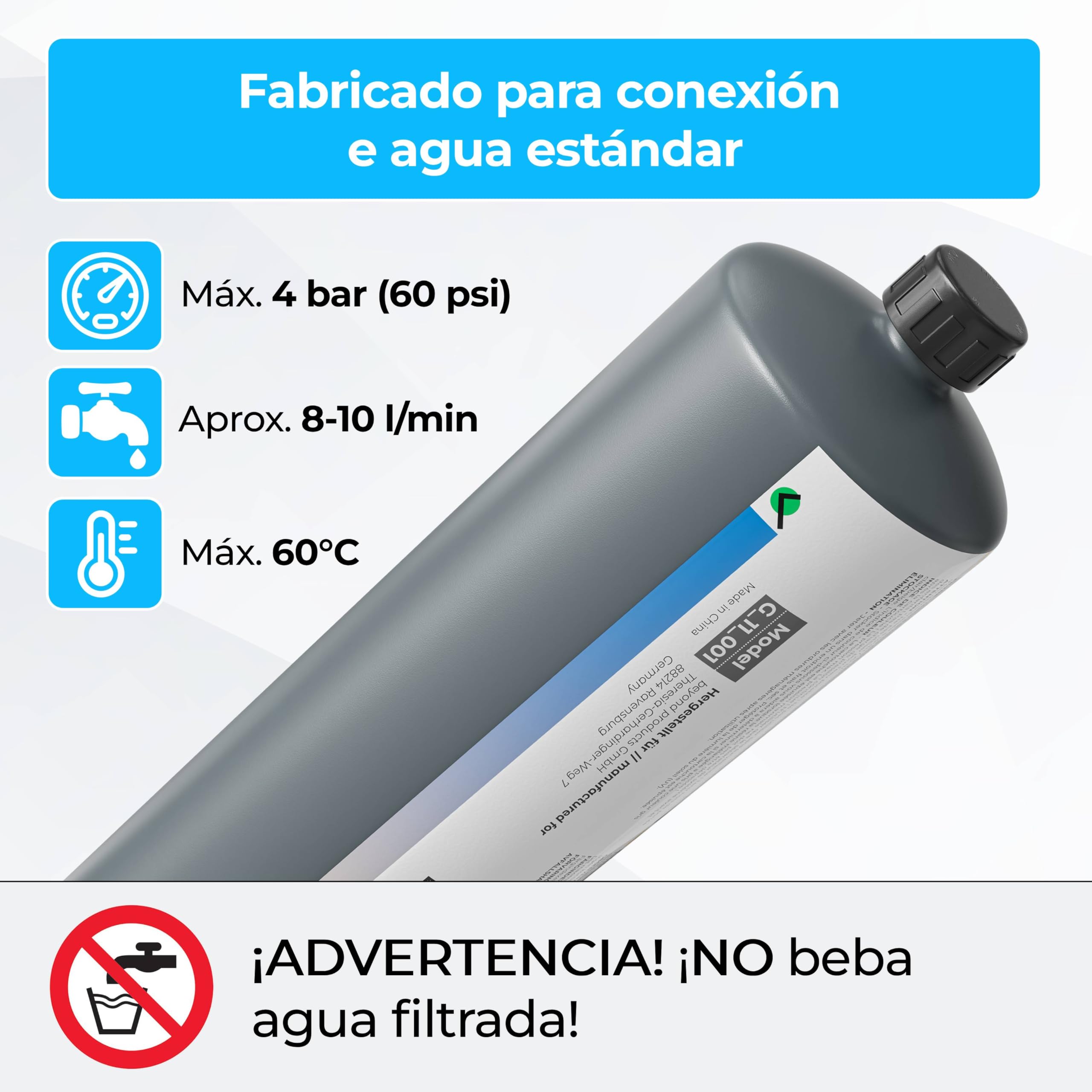 GRAFT cartucho descalcificador | Cartucho de desionización tratamiento agua de calefacción, limpieza de aparatos, cuidado del automóvil | A VDI 2035 | Desmineralización | Descalcificación