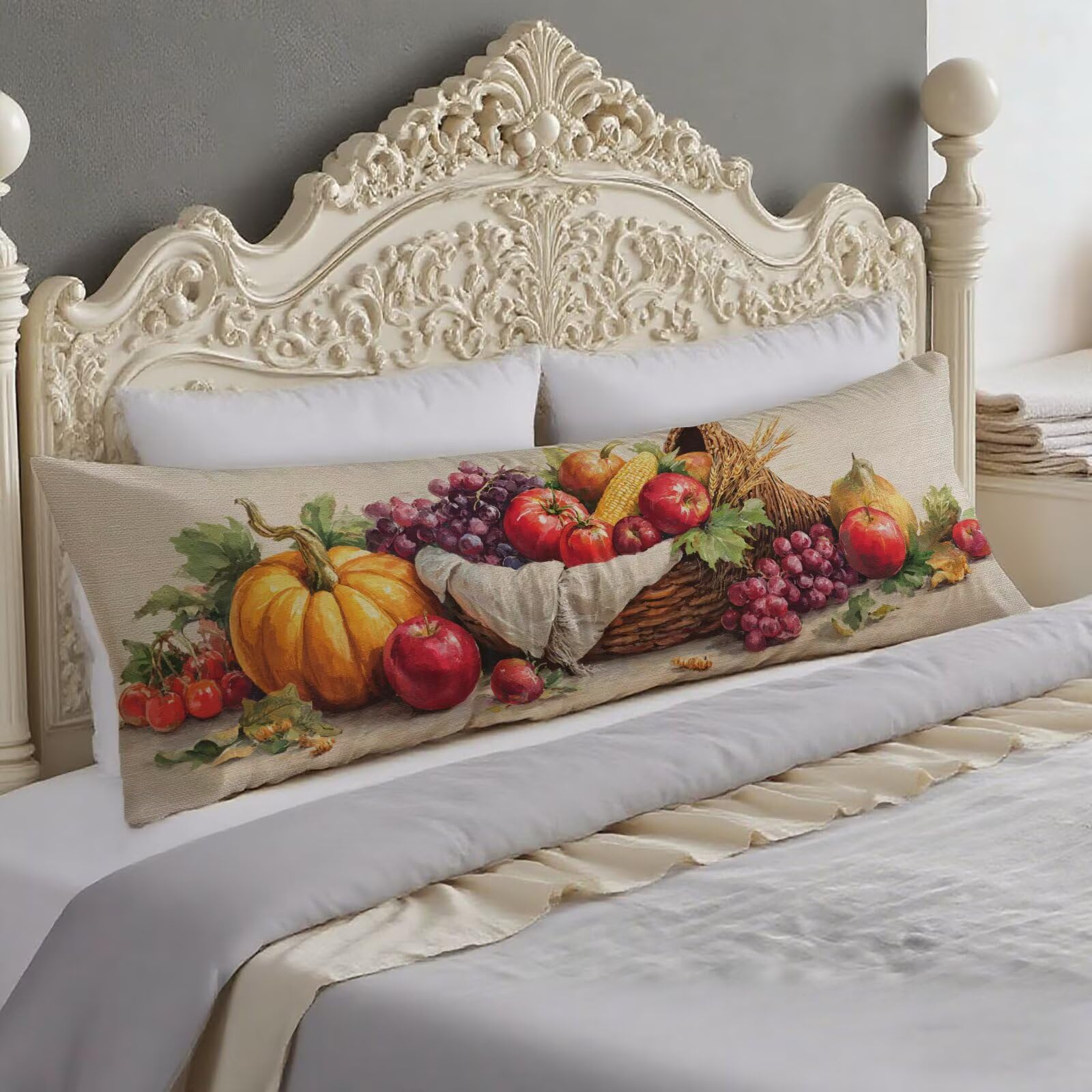 Taie traversin 120 cm en velours imprimé fruit taie d'oreiller douce