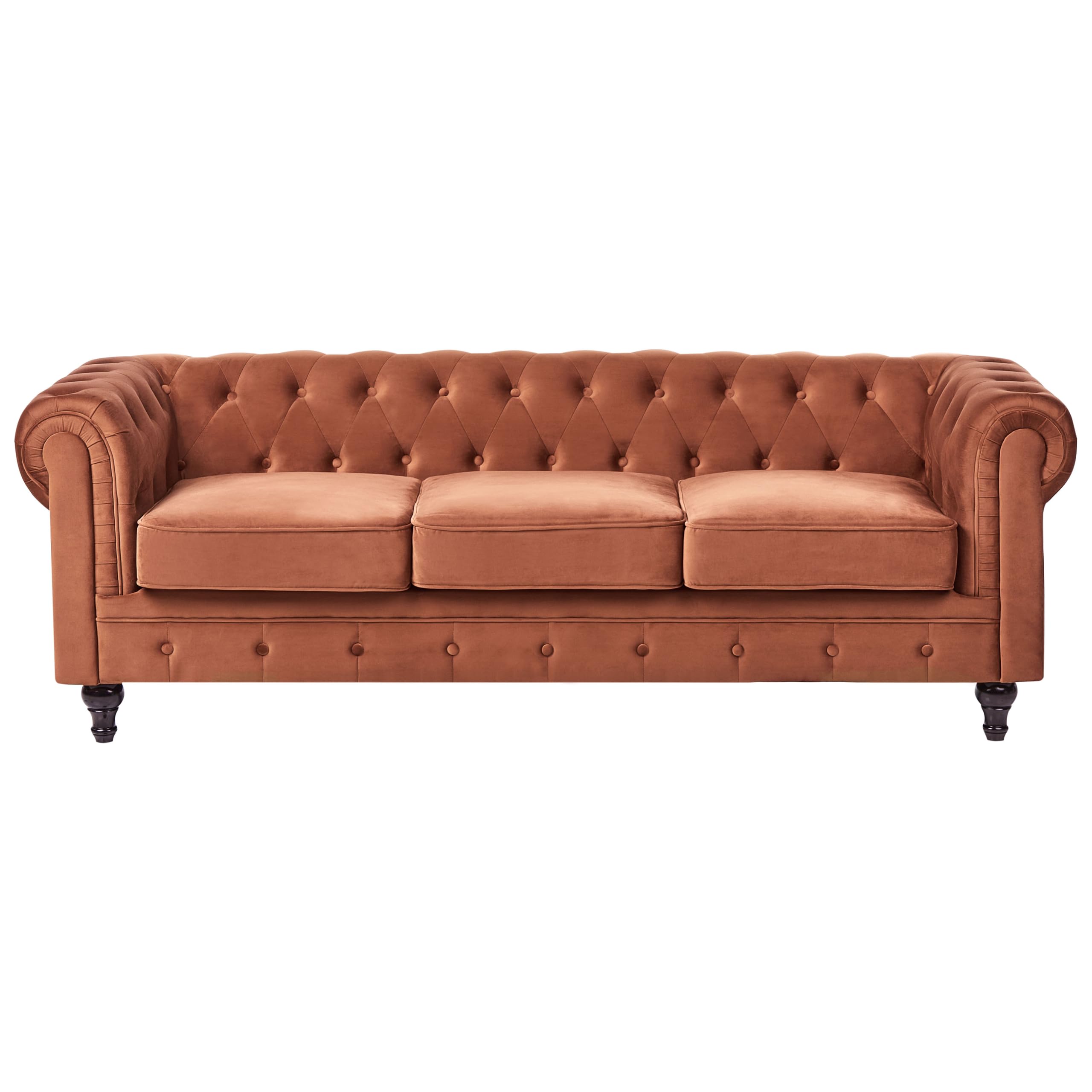 Klasyczny zestaw wypoczynkowy sofa fotel pikowany welur złoty brąz Chesterfield