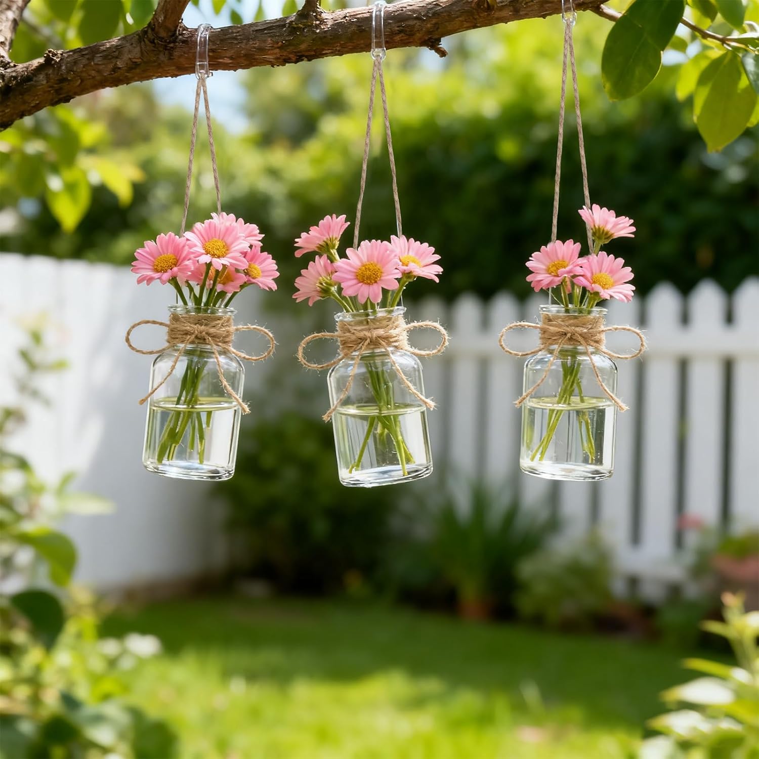 16 Pack Vintage Glass Vases for Flowers Vintage Small Clear Bud Vase for Centerpieces Farmhouse Flower Vases Mini Crystal Decorative Bottle with Hemp Rope Bows for Wedding Parties Home Decor - Image 6