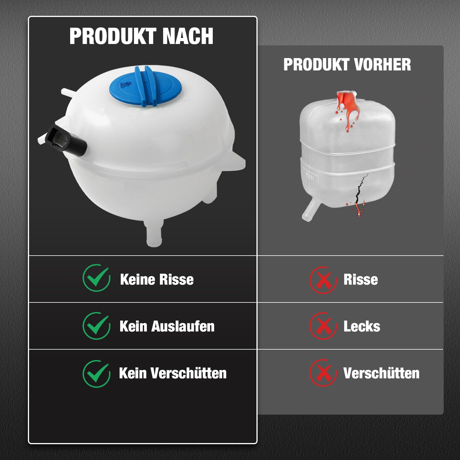 Ausgleichsbehälter Kühlmittel mit Deckel Kühlmittelbehälter kühlwasserbehälter für VW Transporter T5 7H0121407B 7H0121407C