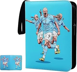 حامل بطاقات من مانيس لمجموعة العاب بطاقات التداول، يحمل ما يصل الى 400 بطاقة مع 50 غلاف قابل للازالة مثالي لبطاقات لعب كرة القدم (HL)، جلد