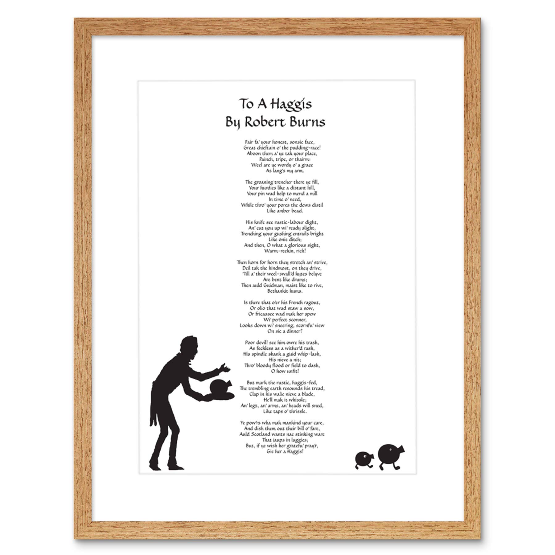 Wee Blue Coo To A Haggis Robert Burns Scotland Edinburgh Typography Framed Wall Art Print