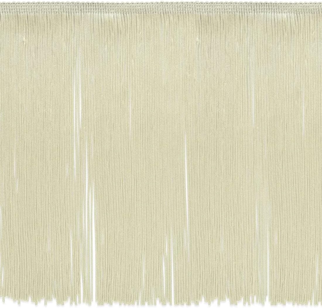 Trims By The Yard 12" Chainette Fringe Trim, Polyester-Made Decorative Fringe Trim, For Costumes, Home Decor, and Party Decorations, Durable Fringes, 20-Yard Cut, Ivory