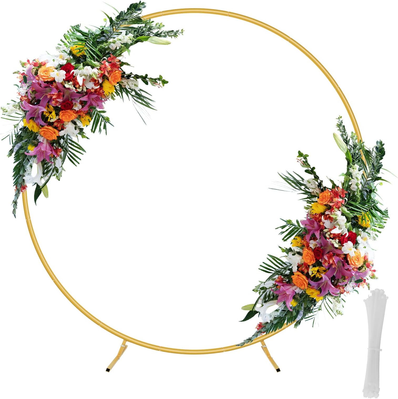 6.6ft Round Backdrop Stand, Stable Circle Balloon Arch Metal Frame for Wedding Birthday Party Baby Shower Decoration(Gold)