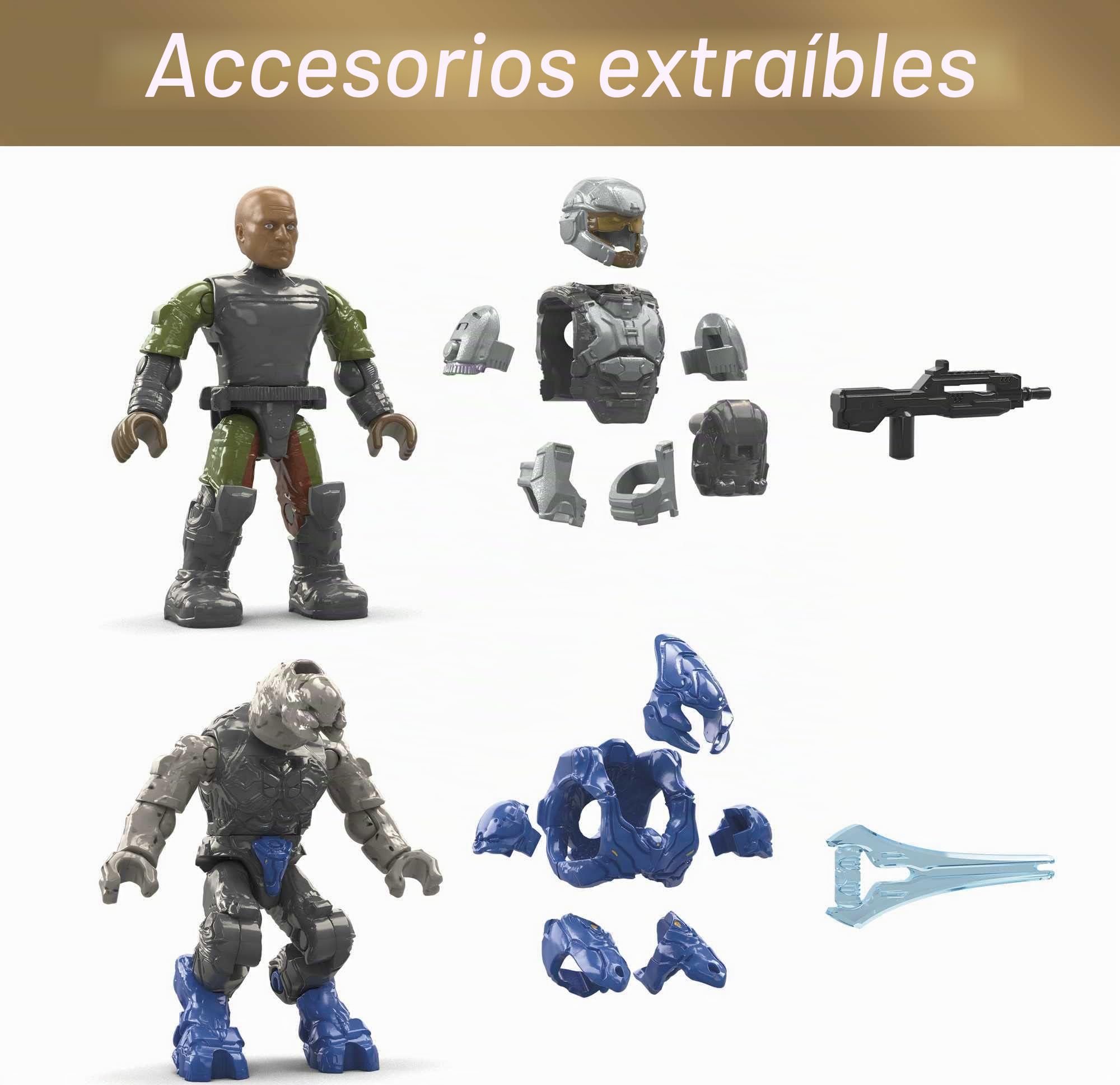 MEGA Juegos de construcción de juguetes Halo, Ghost of Requiem con 135 piezas, 4 micro figuras de acción y accesorios, para coleccionistas