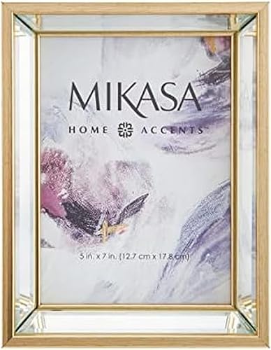 Mikasa Marco de fotos de espejo, muestra una foto de 5 x 7, dorado, 6 x 8 pulgadas