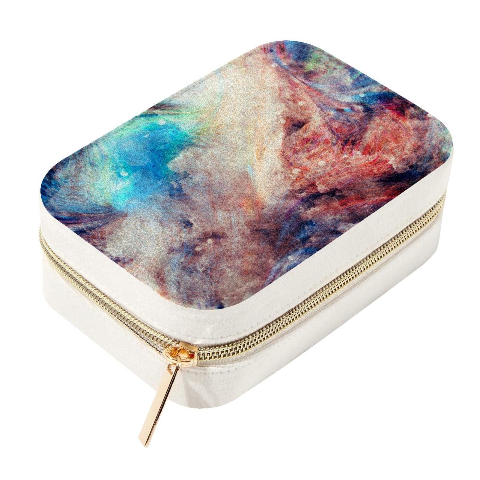 Boîte à bijoux de voyage en velours zippée petit format portable rose