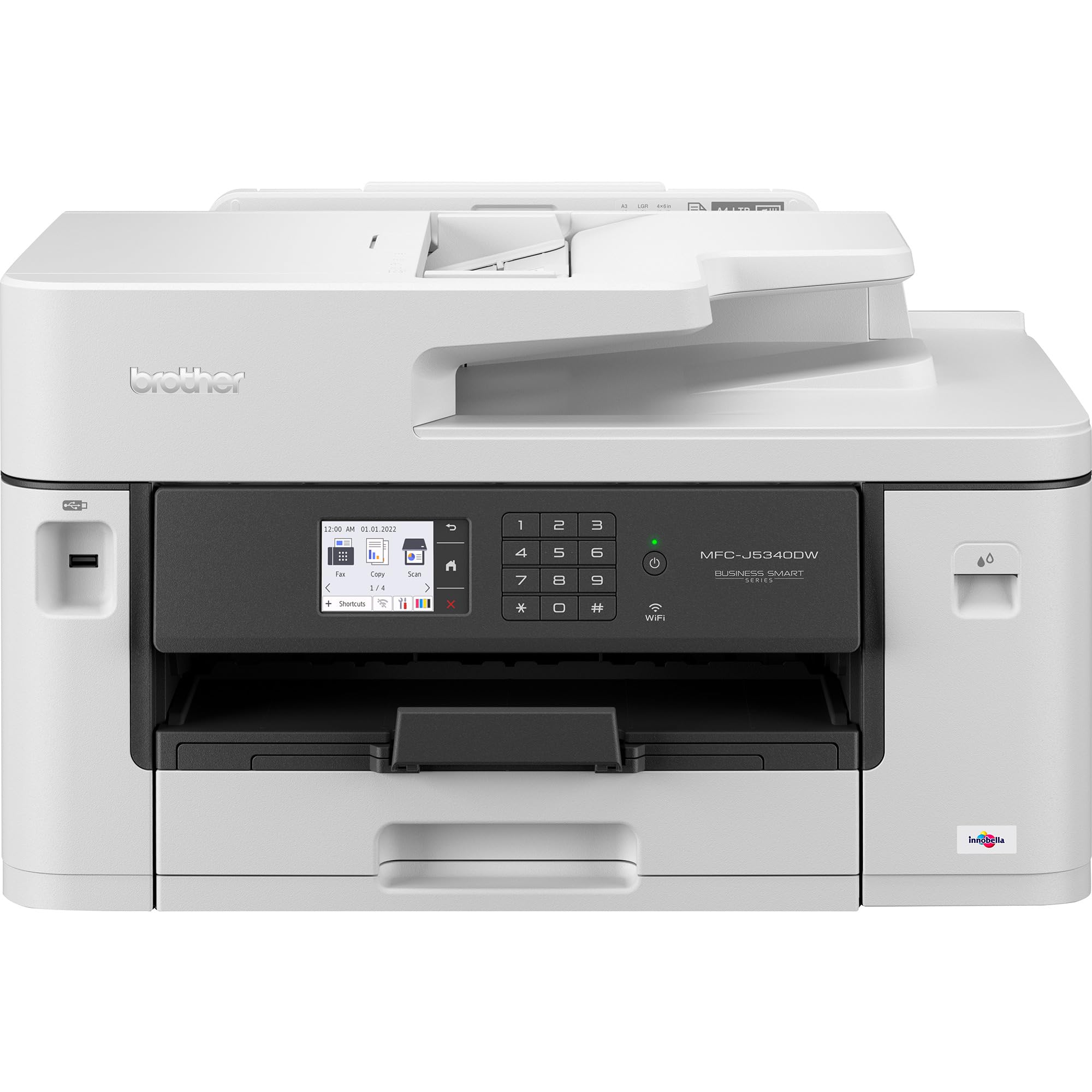 Brother MFCJ5340DWE EcoPro Stampante Multifunzione Inkjet a Colori con Stampa A3, Singolo Cassetto e da Bypass, Stampa Automatica Fronte Retro A4, Touchscreen a Colori da 6.8 Cm, Colore Bianco