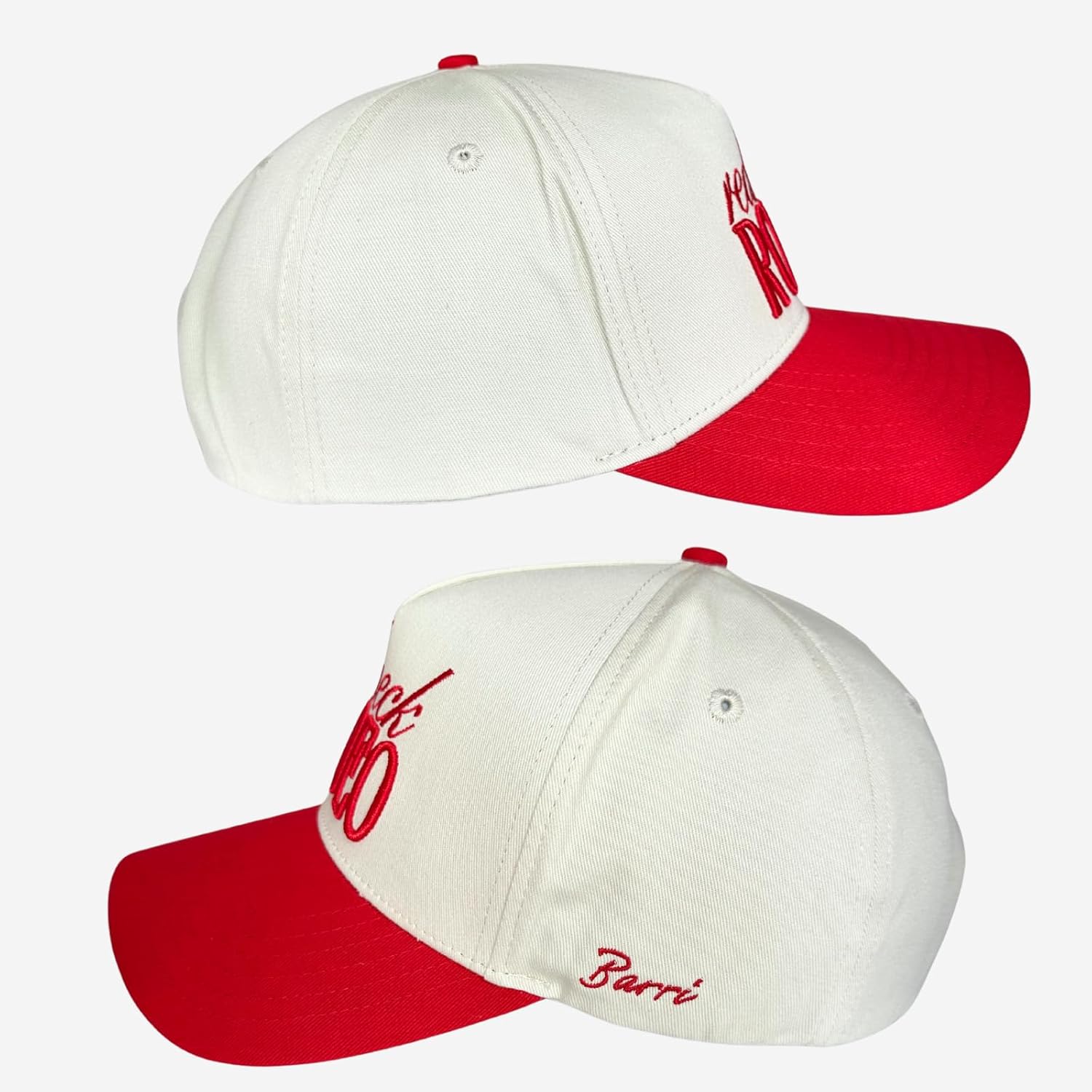 Vintage Country Trucker Hat | Snapback | Western Cute Caps for Cowgirls and Cowboys | Embroidered | Red and Cream Trucker Hat - Image 3