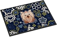 Vista 62 de Caroline's Treasures BB1449JMAT - Tapete de bienvenida de carlino negro, 24 x 36 pulgadas, tapete azul para puerta delantera, para interiores