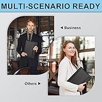 Vista 7 de Organizador de Portafolio Eshow - Carpeta de 3 Anillas con Cremallera, Portafolio de Negocios de Cuero Vegano con Bloc de Notas Incluye 10