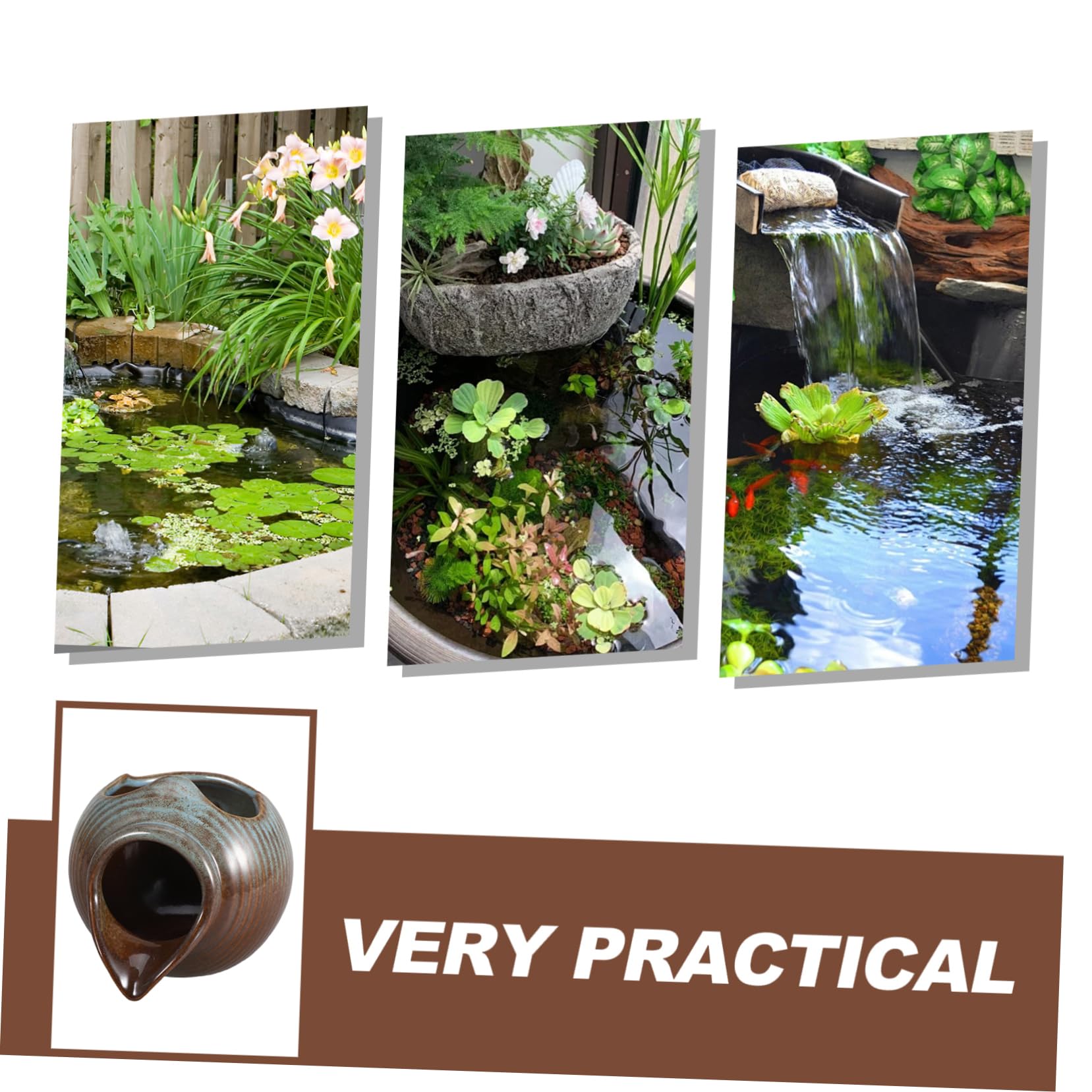 PRETYZOOM Brocca in Ceramica Flusso d'Acqua Circolante per Acquari e Piante Idroponiche, Design Aperto per Fontane Fai-Da-Te e Decorazione Interna