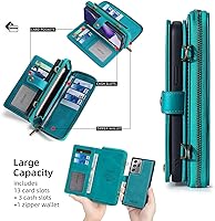 Vista 4 de Compatible con Samsung Galaxy Note 20 Ultra Glaxay Note20 Plus 5G - Funda tipo cartera multifunción 2 en 1 desmontable magnética para teléfono Azul