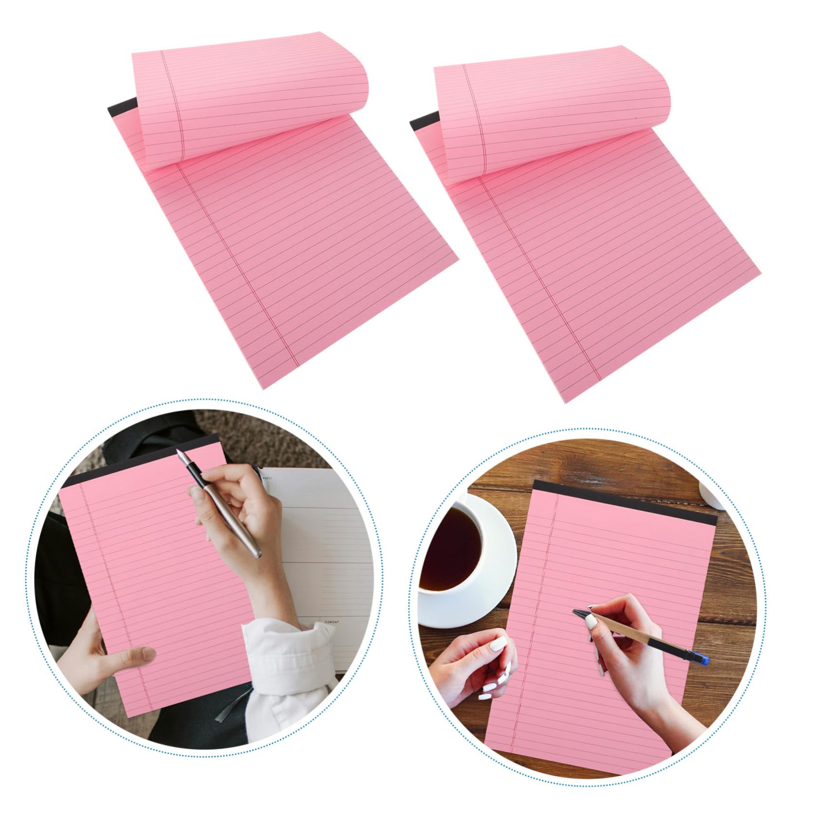 4 Pièces Lot de Carnets Roses à Lignes Horizontales Blocs-notes Déchirables Rechargeables pour Bureau École et Prise de Notes Organisée