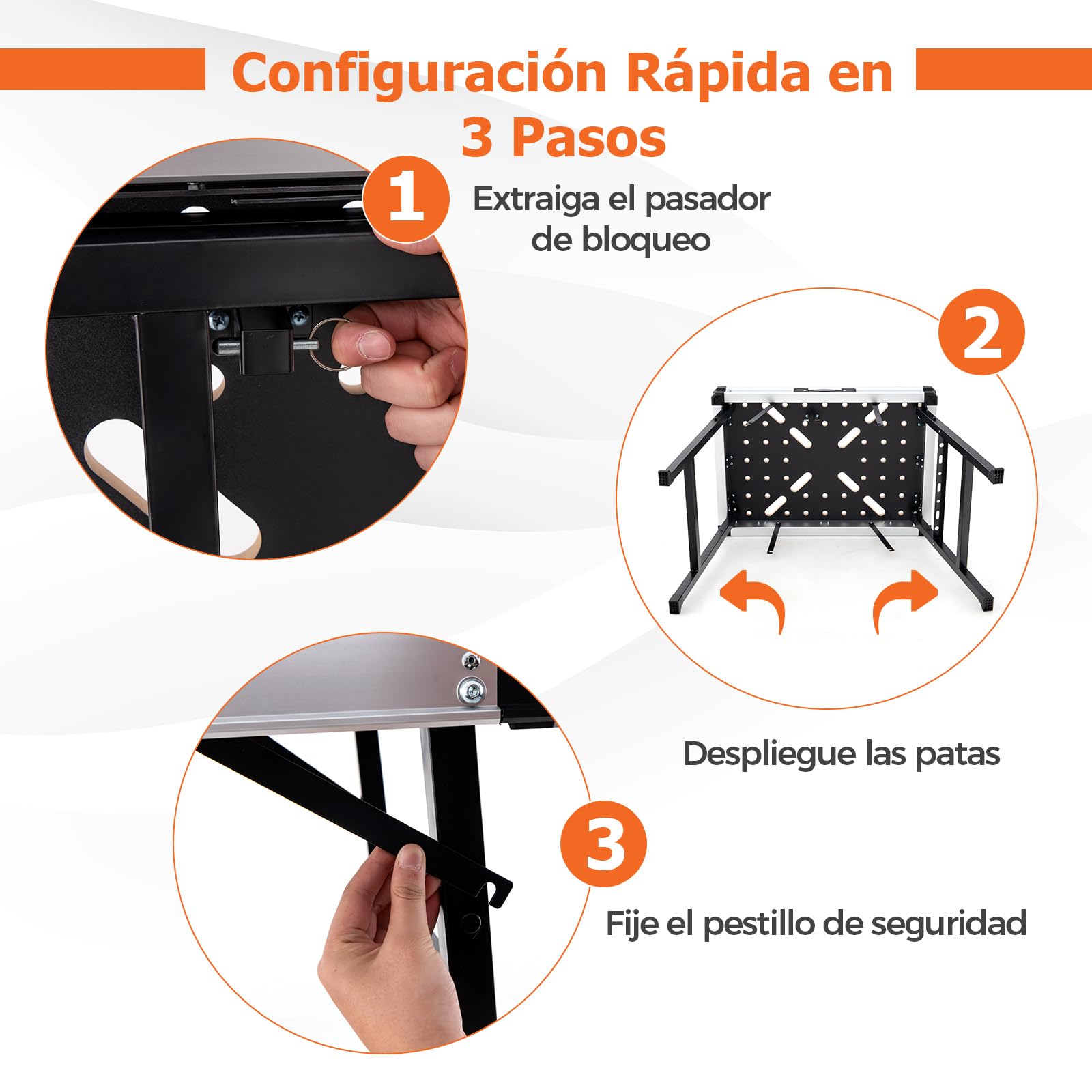 COSTWAY Banco de Trabajo Plegable, Soporte de Metal Resistente de 454 KG, Banco de Carpintería para Garaje, Taller de Reparación (84,5 x 60 x 74 cm)