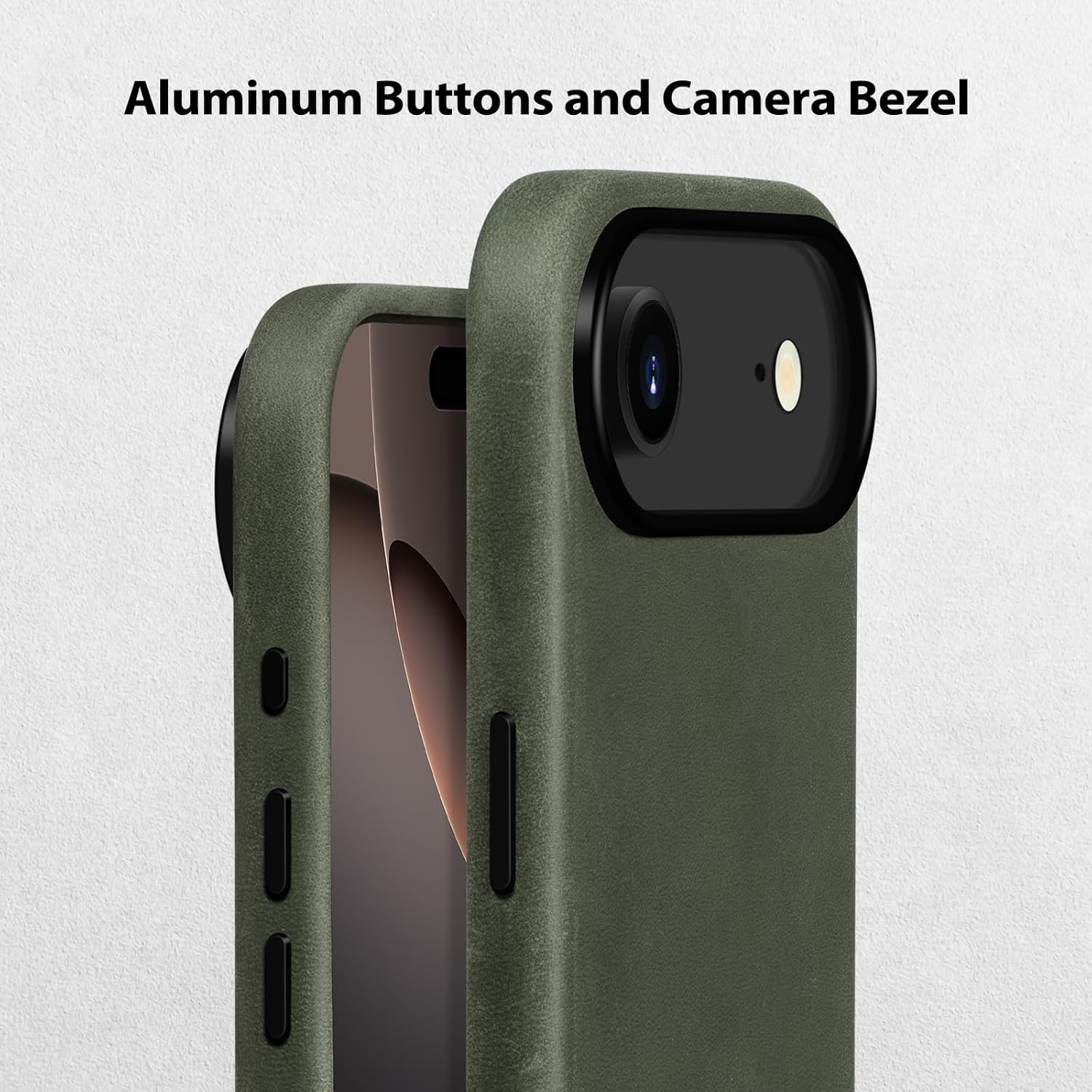 Belemay Handcrafted Crazy Horse Leather Case for iPhone 17 Air, Compatible with MagSafe, Vintage Aesthetic, Two-Tone Effect, Unique Patina, Camera Control Button, Metal Buttons (6.5"), Pine Green - Image 7