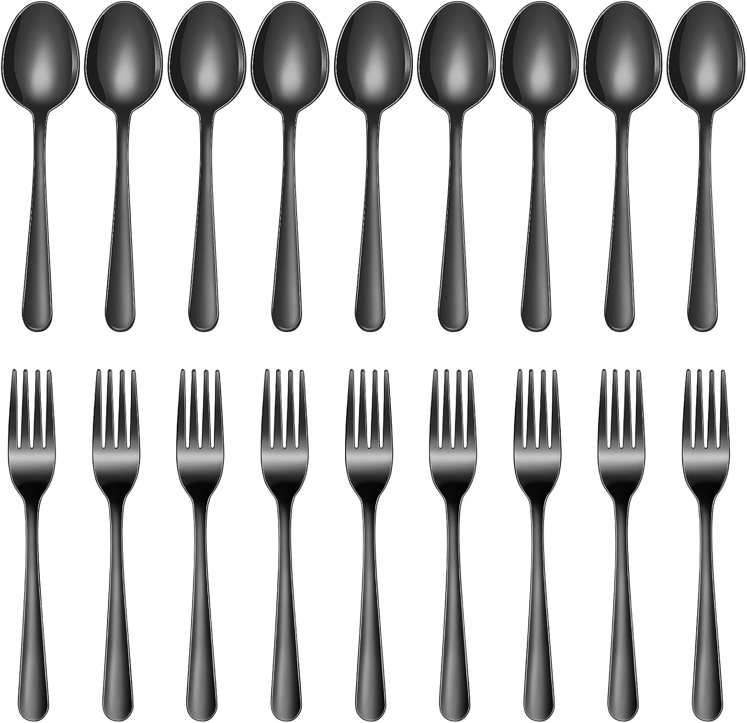 24-Piece Black Forks and Spoons Silverware Set, Spoons and Forks Set