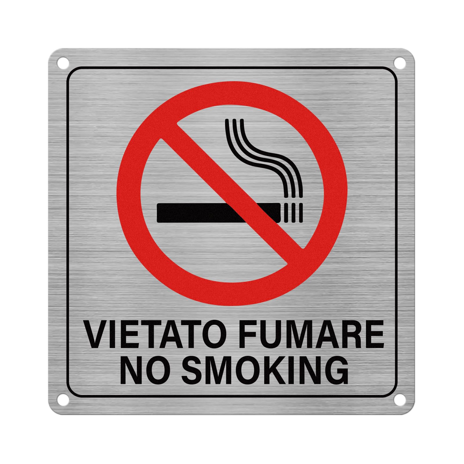 2 Cartello Targa Vietato Fumare Divieto Sicurezza Segnaletica, Segnale Alluminio Autoadesivo 15X 15 CM