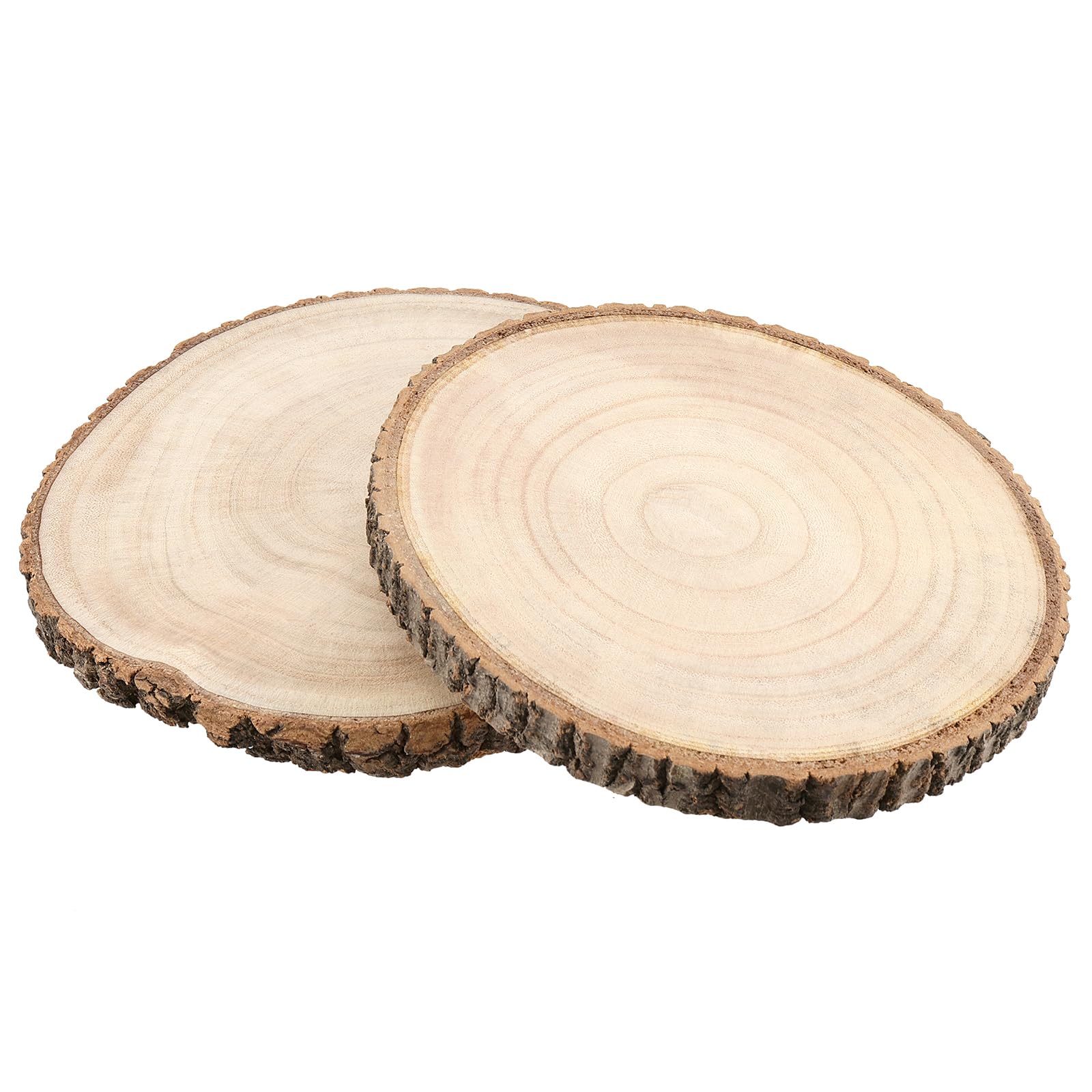 MUKLEI 6 Stück 20,3 - 22,9 cm Holzscheiben, unlackierte Naturholzscheiben mit Baumrinde, runde Holzscheiben für Hochzeit, Tischdekoration, Basteln, Partys, DIY-Projekte