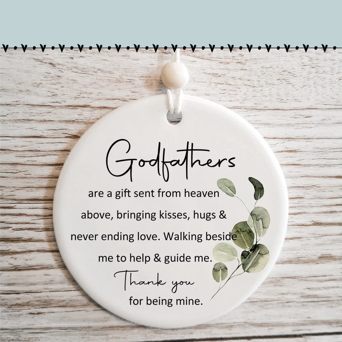 Godfather Christmas Ornament from Godchild 2024, god from Godson or Goddaughter,Baptism Gift, 2.83" Round Porcelain