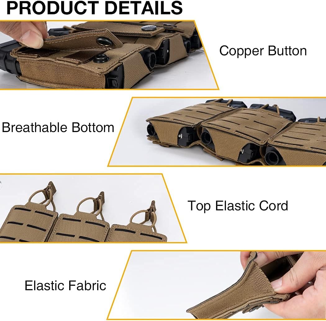 IDOGEAR Tactical Mag Pouch Open-Top Triple Molle Magazine Pouches for M4 M16 AR-15 5.56MM Rifle Magazines