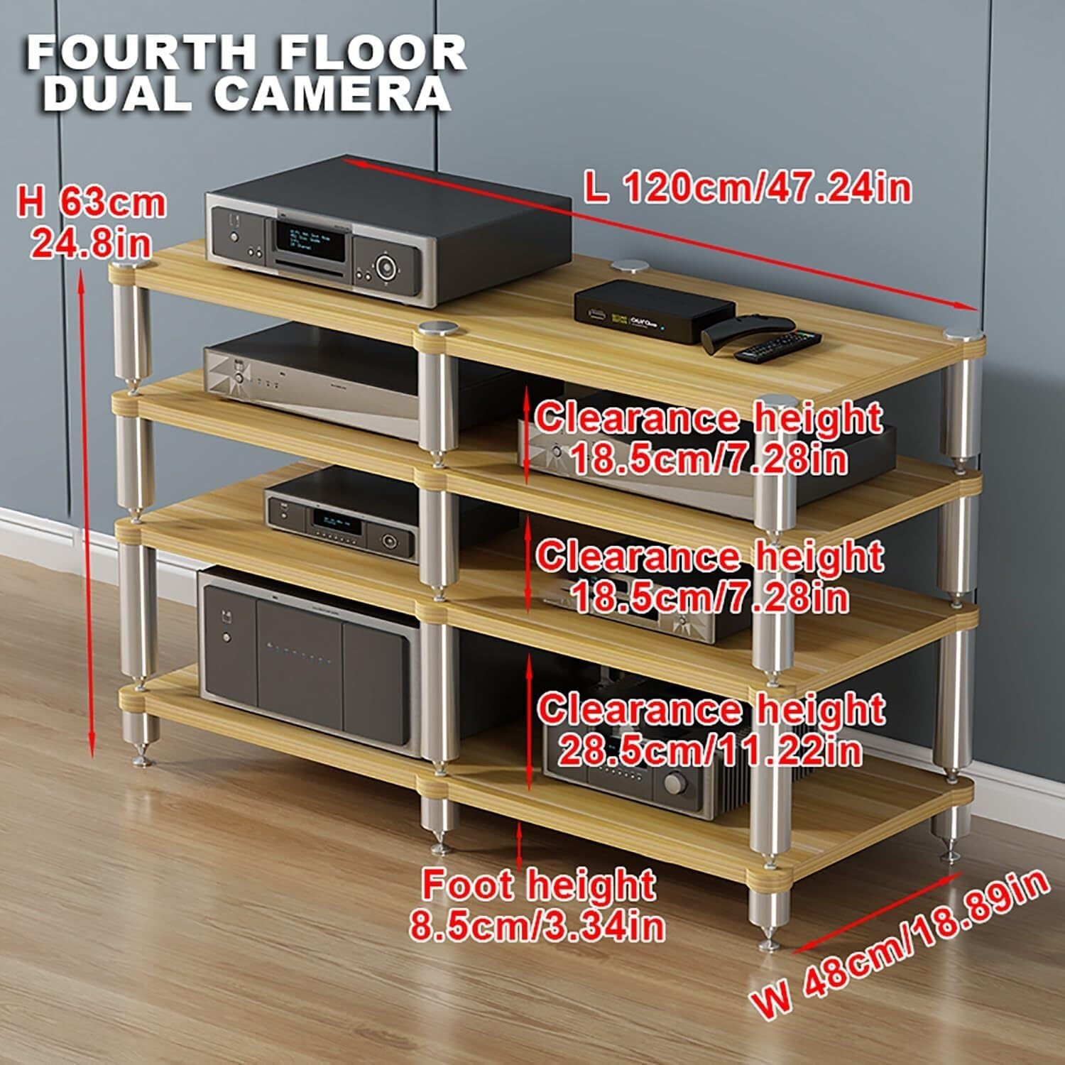 Mensola AV per proiettore, lettore DVD, console di gioco, portatile, supporto e organizer per intrattenimento, elegante design bianco per l'installazione di home theater