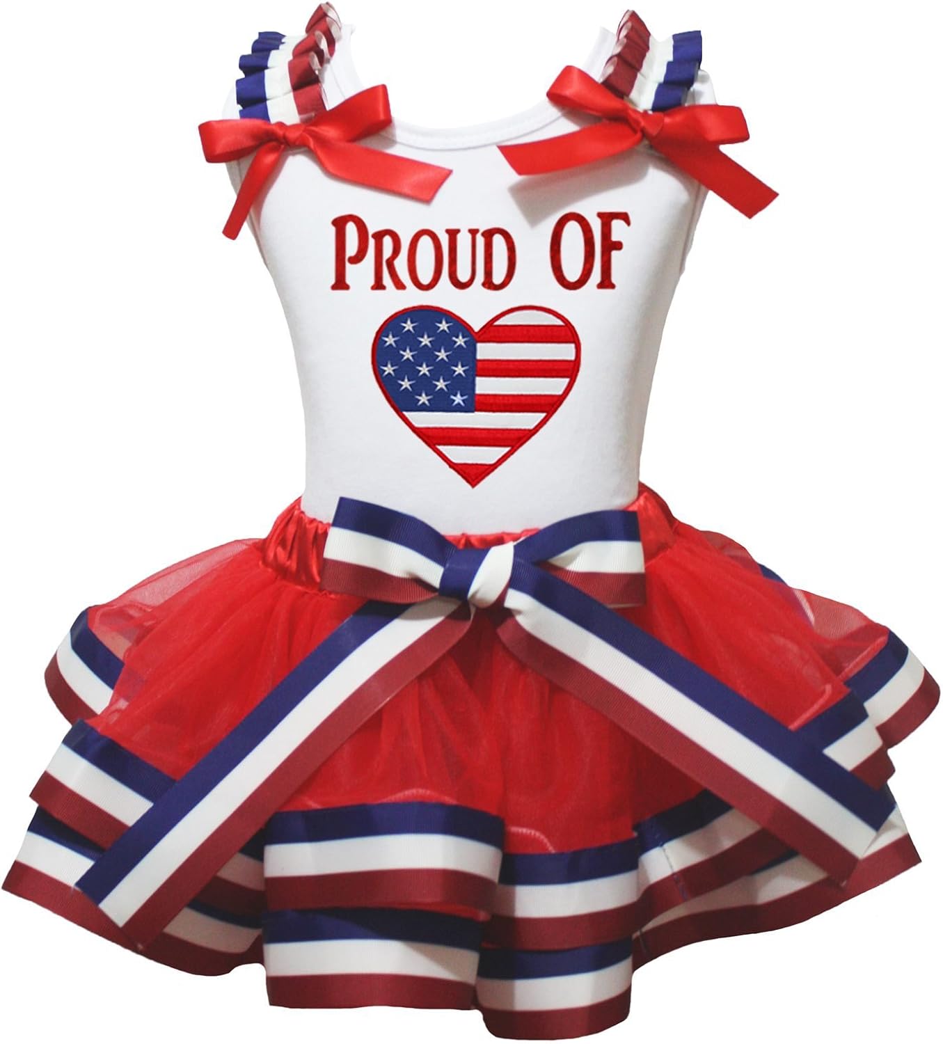 Petitebella Proud Of USA Heart Shirt Petal Skirt Outfit Nb-8y