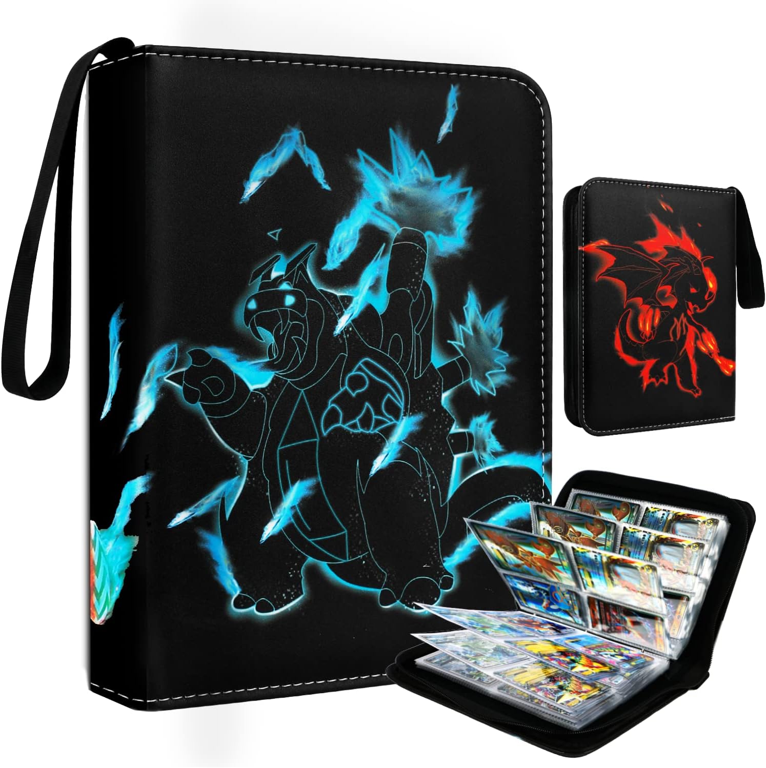 Trading Card Binder for Pokemon Cards, 4-Pocket Portable Card Collector Album Holder Book Fits 440 Cards with 55 Removable Sleeves, Fit for TCG Yugioh Trading Cards,Toys Gifts for Kids : Toys & Games