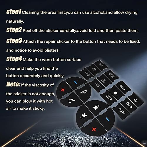 Miniatura 3 de Priprilod Kit de reparación de calcomanías para botón de salpicadero de AC para arreglar controles de AC y botones de salpicadero de radio