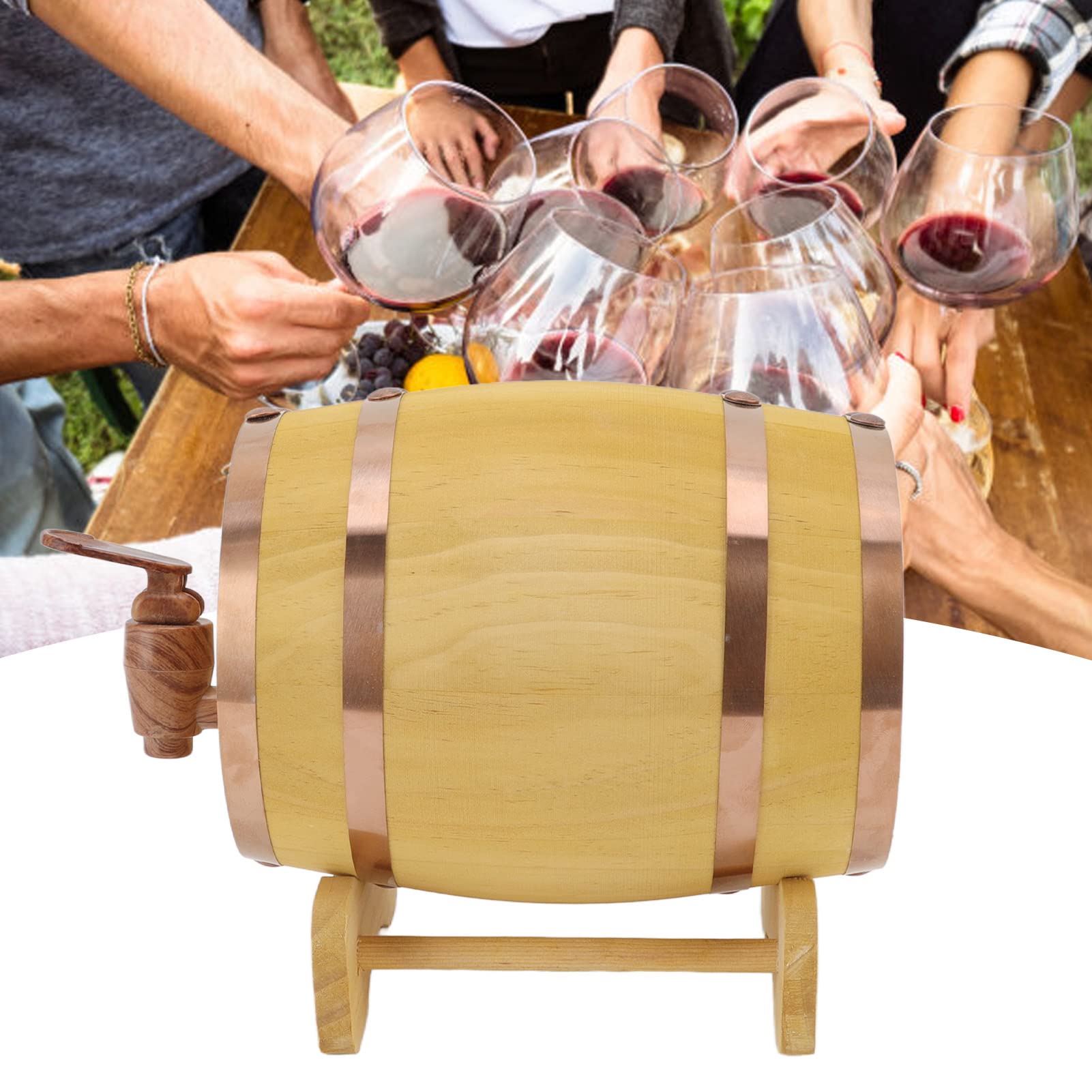 750ML Wood Barrel, Wooden Whiskey Barrel Barrel Keg Dispenser Wine Barrel with Stand and Spigot for Storing Wine Spirits and Beer