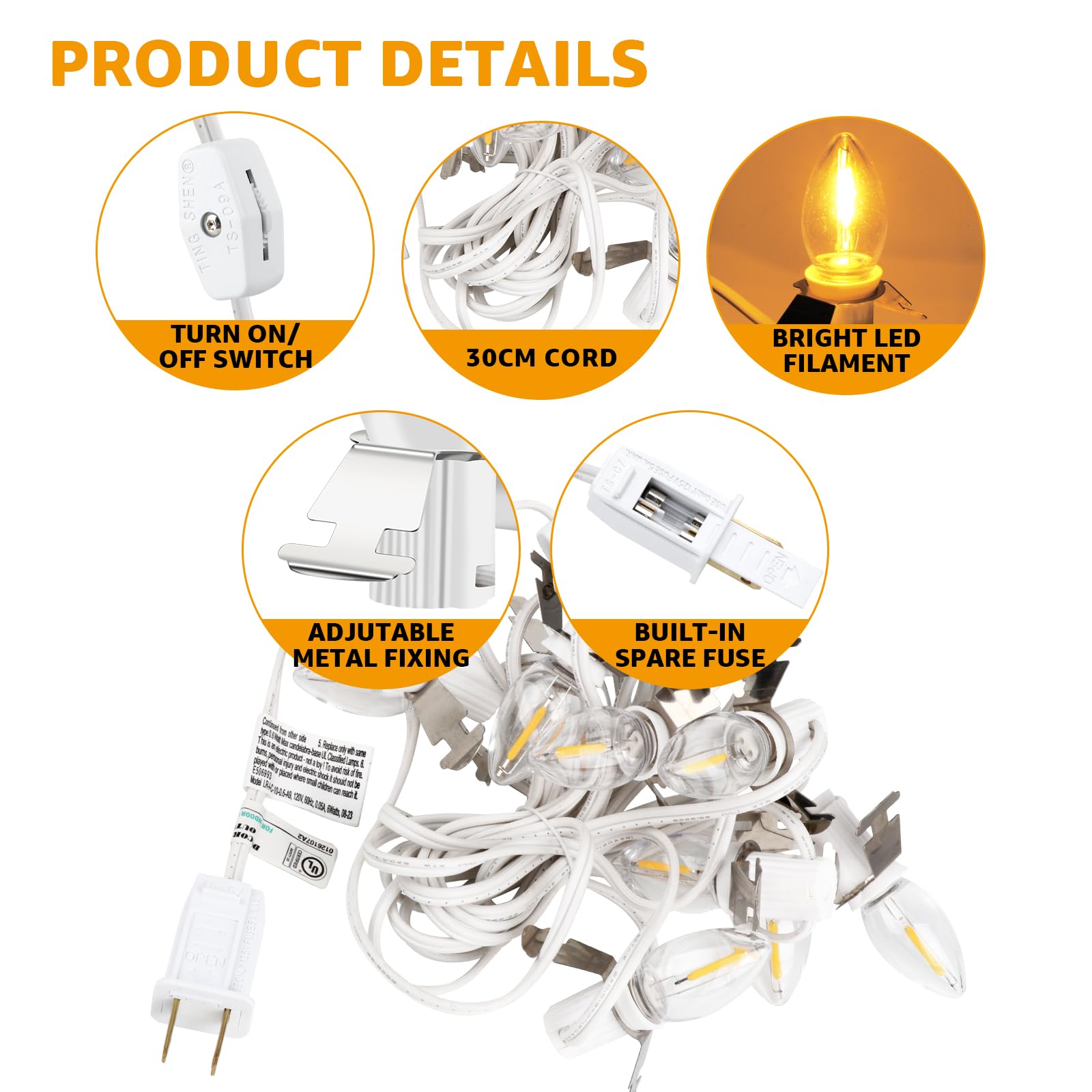 Christmas Village Lights - 5 LED Bulbs -4 Christmas Village Lights - 5 LED Bulbs -4