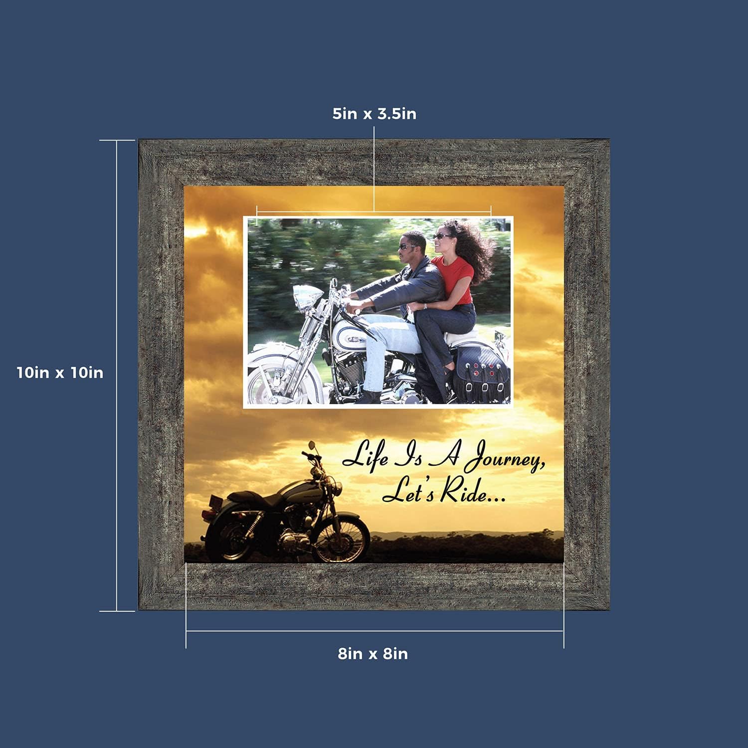 Crossroads Home Décor Classic Motorcycle Picture Frame, Harley Gifts for Men, Harley Wedding Gifts, Unique Motorcycle Wall Decor, 9764BW