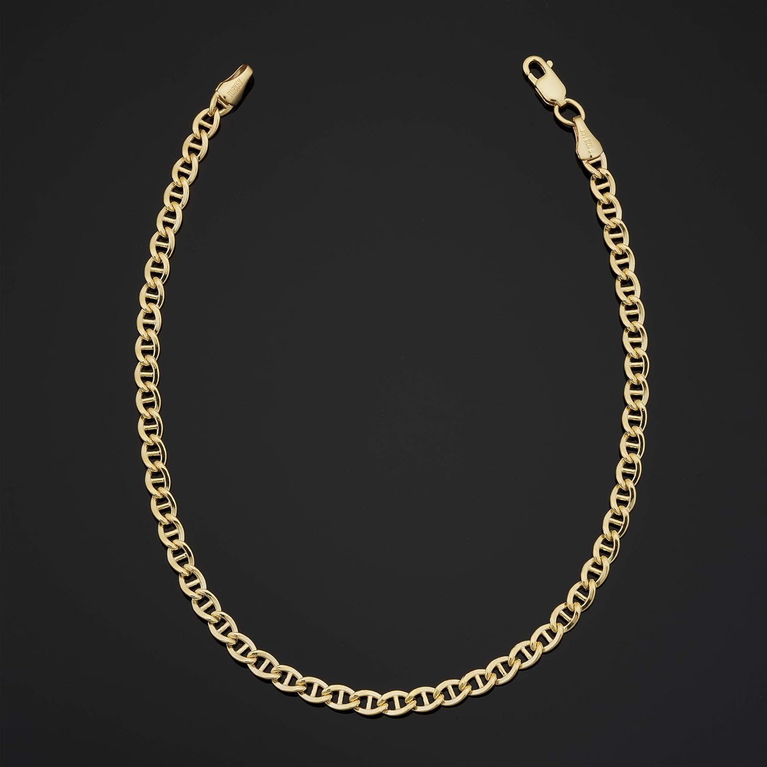 Solid 14k Yellow Gold Mariner Link Bracelet for Men and Women (3.4 mm, 8.5 inch) - Image 3