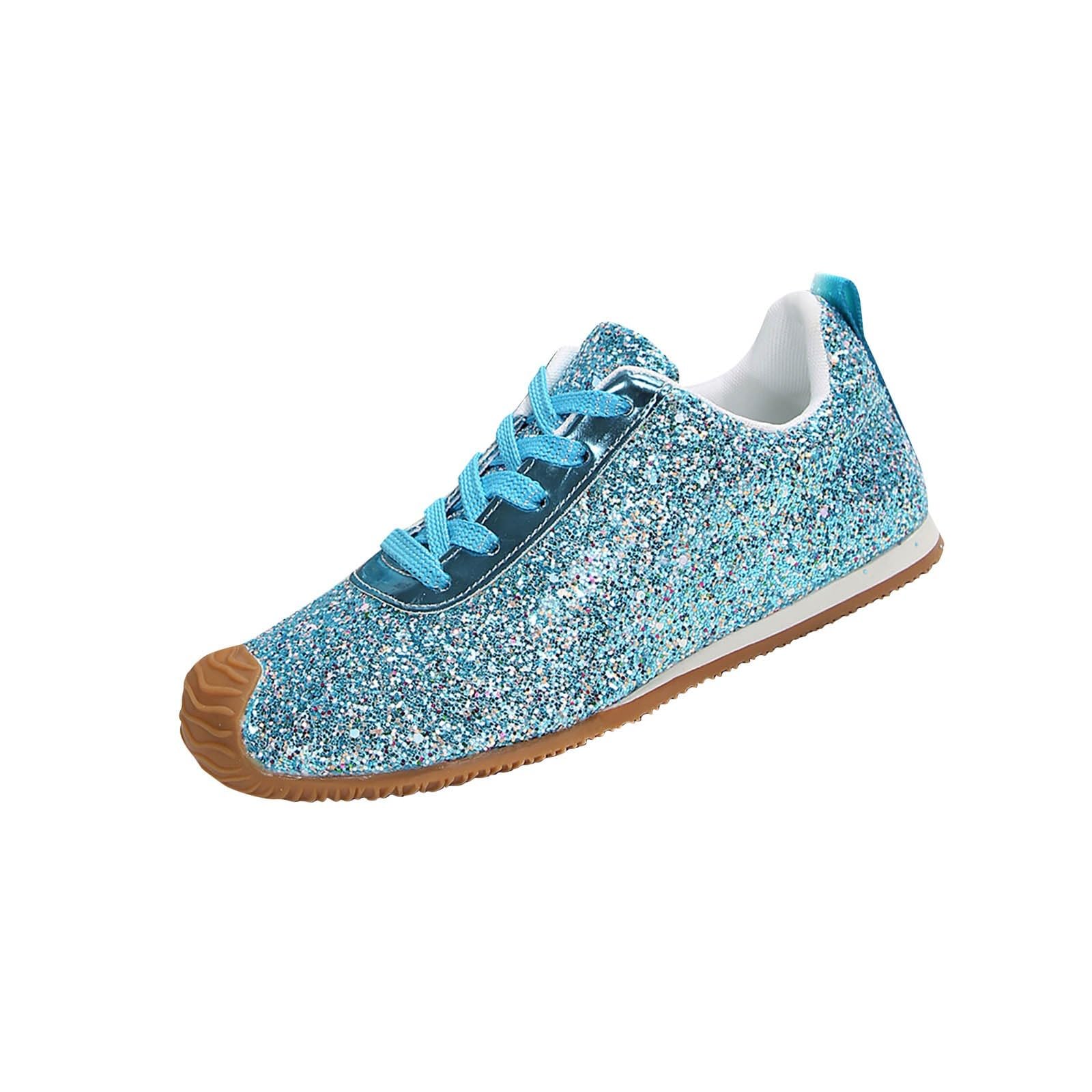 Women's Trainers Shoes Glittery Breathable Mesh Road Running Sneakers Lightweight Jogging Sports Training Slip On Shoes Ladies Casual Fashion Comfortable Outdoor Walking Sneakers