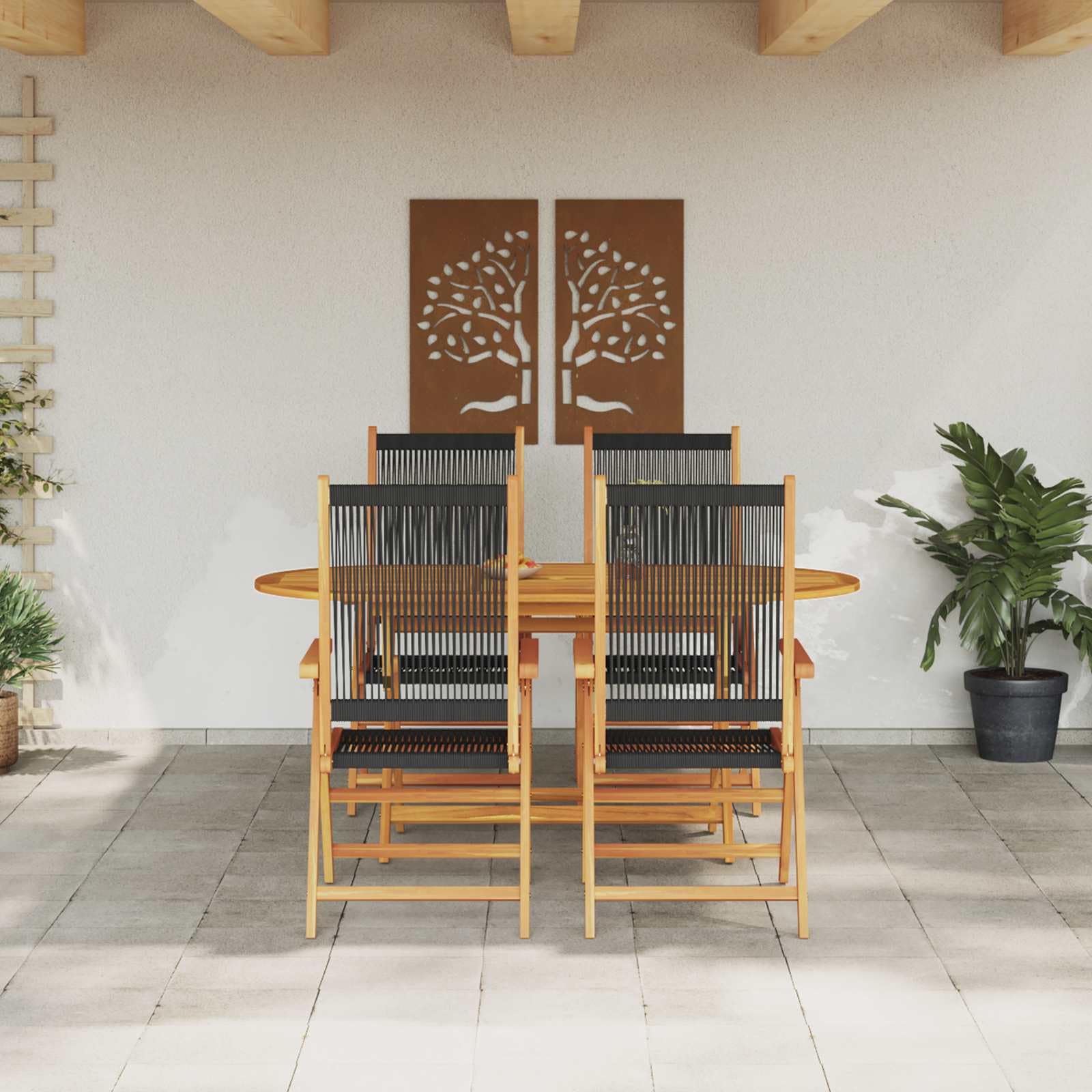 Ensemble salle à manger de jardin 5 pcs Solivagant noir table et chaises 5736