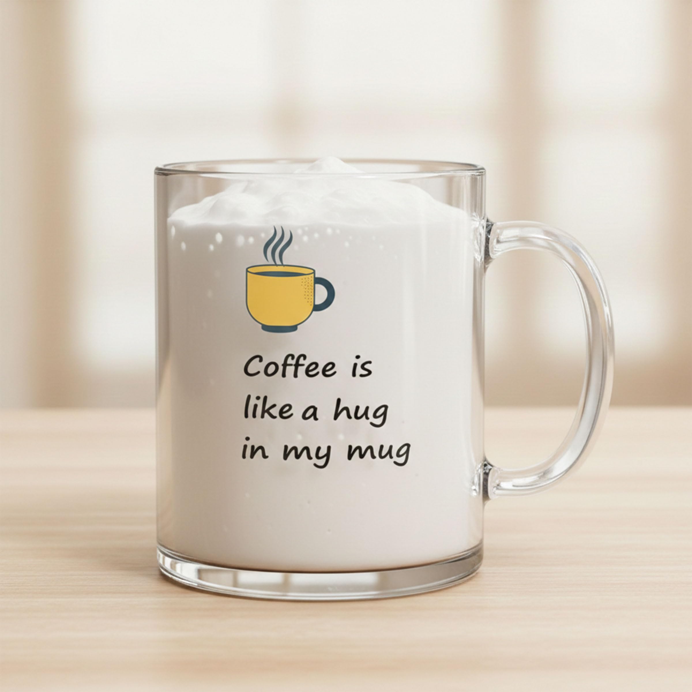 Gift Arcadia Coffee is Like a Hug Printed Transparent Glass Coffee Mug| Tea Cup Gift for Friend Bestfriend Family Girlfriend Boys and Girl | Glass Coffee Mug | Single Mug | Pack of 1, 330ml 1