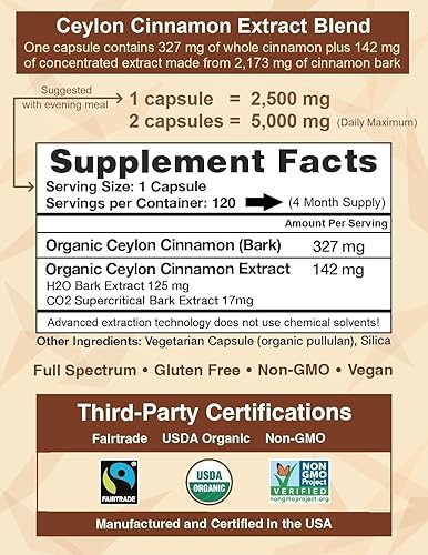 Miniatura 8 de Ceylon Cinnamon Shop CinnaGuard Suplemento orgánico de canela de Ceilán 2500 mg por cápsula  Extra fuerte  Suministro de 4 meses  120 unidades -