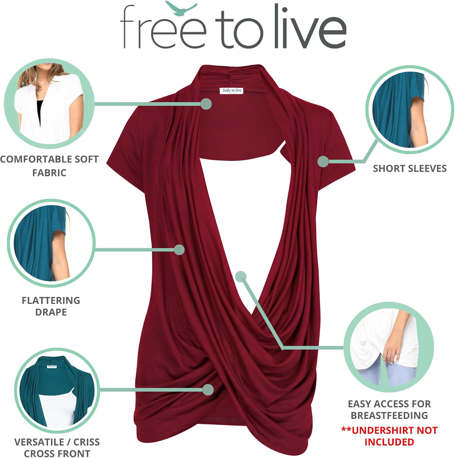Free to Live 3 Pack Nursing Tops Breastfeeding Shirts Criss Cross Tops for Women Fall Maternity Clothes Short Sleeve Cardigan