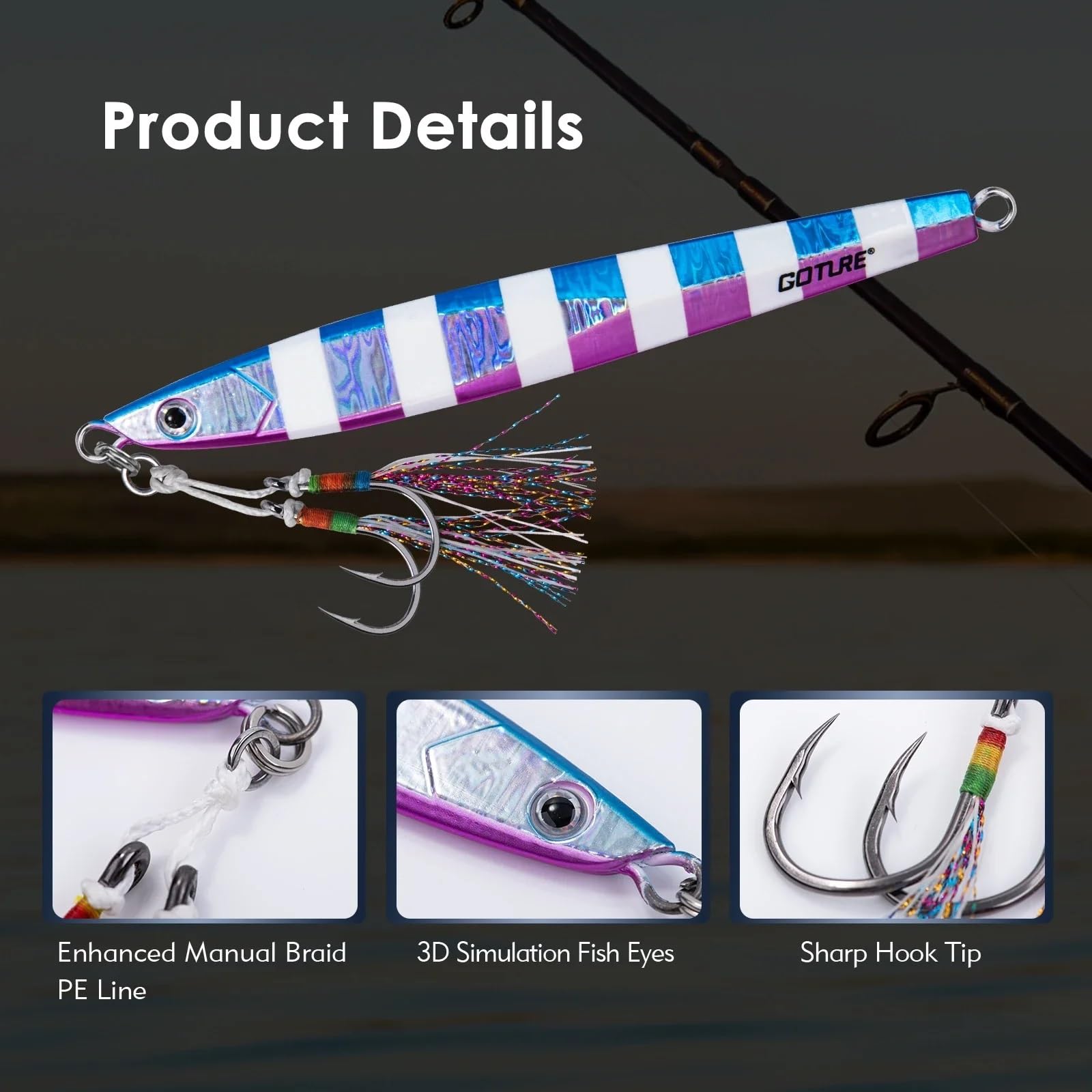 Señuelos Pesca Juego de señuelos de Jigging de hundimiento rápido, 4 Uds., 80g, 100g, 150g, señuelo luminoso for pesca en agua salada, plantillas de Metal, cebo Artificial for lubina que se hunde Cebo