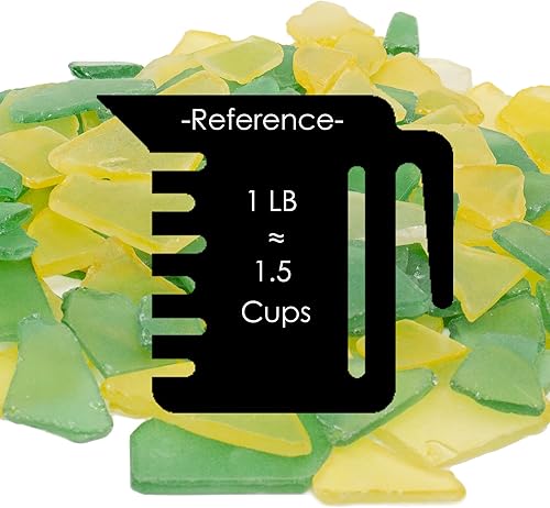 Miniatura 3 de CYS EXCEL Vidrio marino de 32 onzas, mezcla de verde oscuro y amarillo, múltiples opciones de color, relleno de jarrón de vidrio triturado,